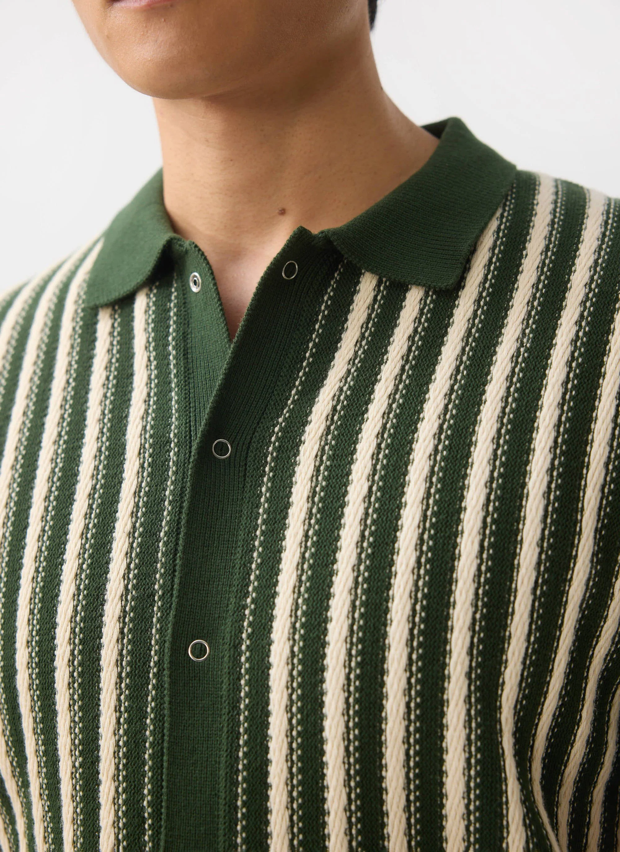 Collins Micro Cable Knitted Shirt | Cotton | Green - Image 2