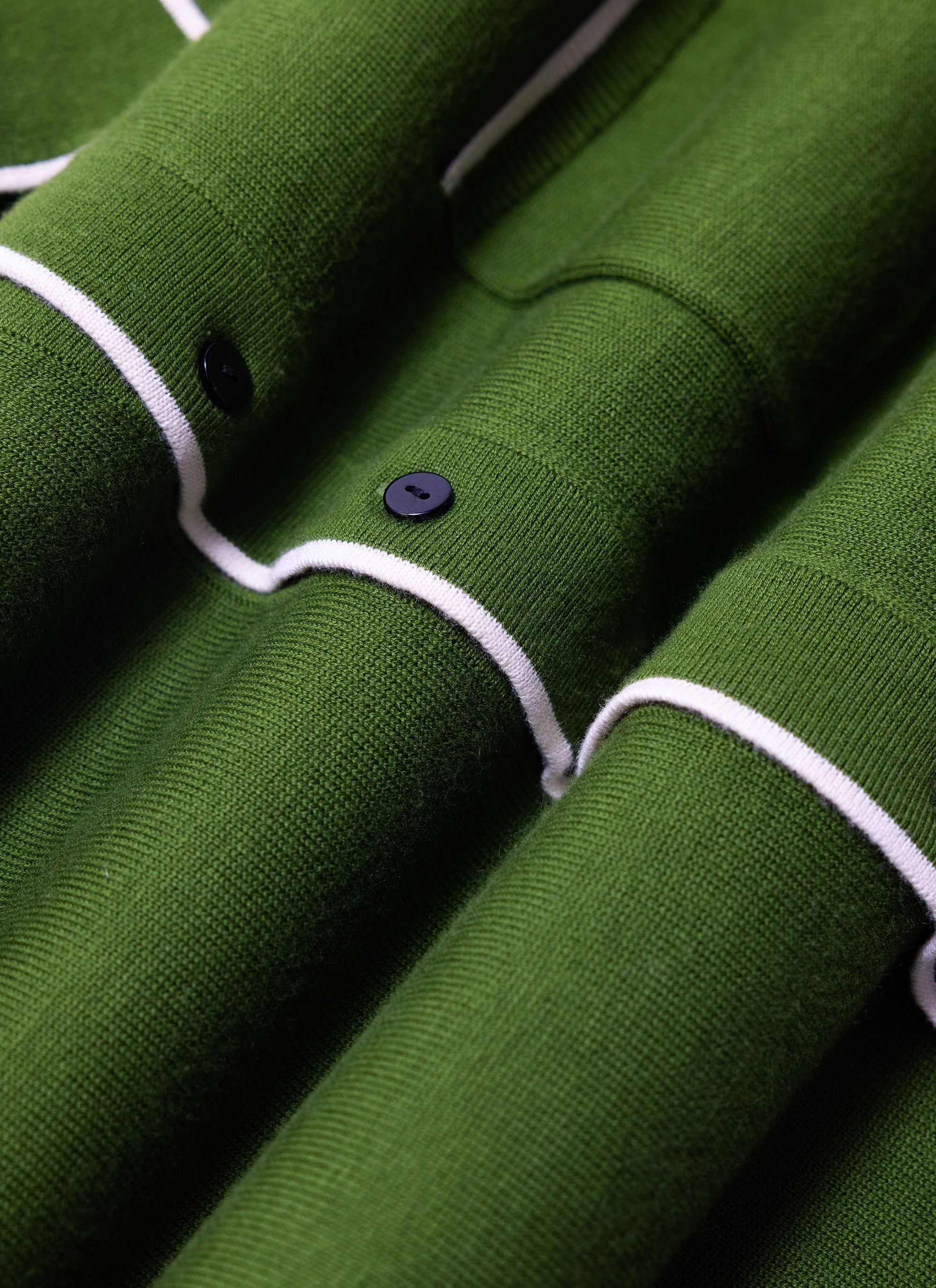 Contrast Trim Shirt | Wool | Forest with Cream - Image 12