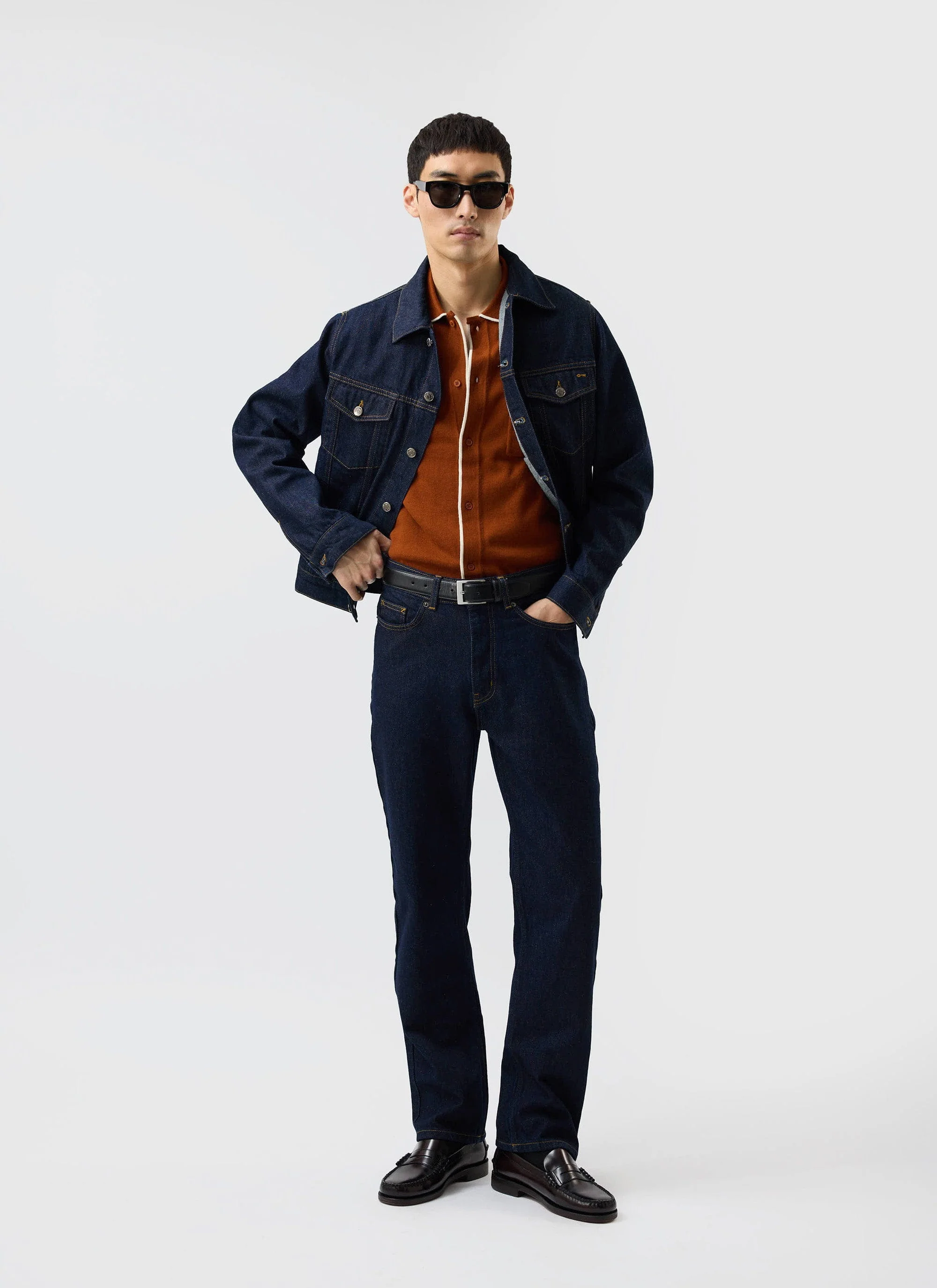 Contrast Trim Shirt | Wool | Rust - Image 4
