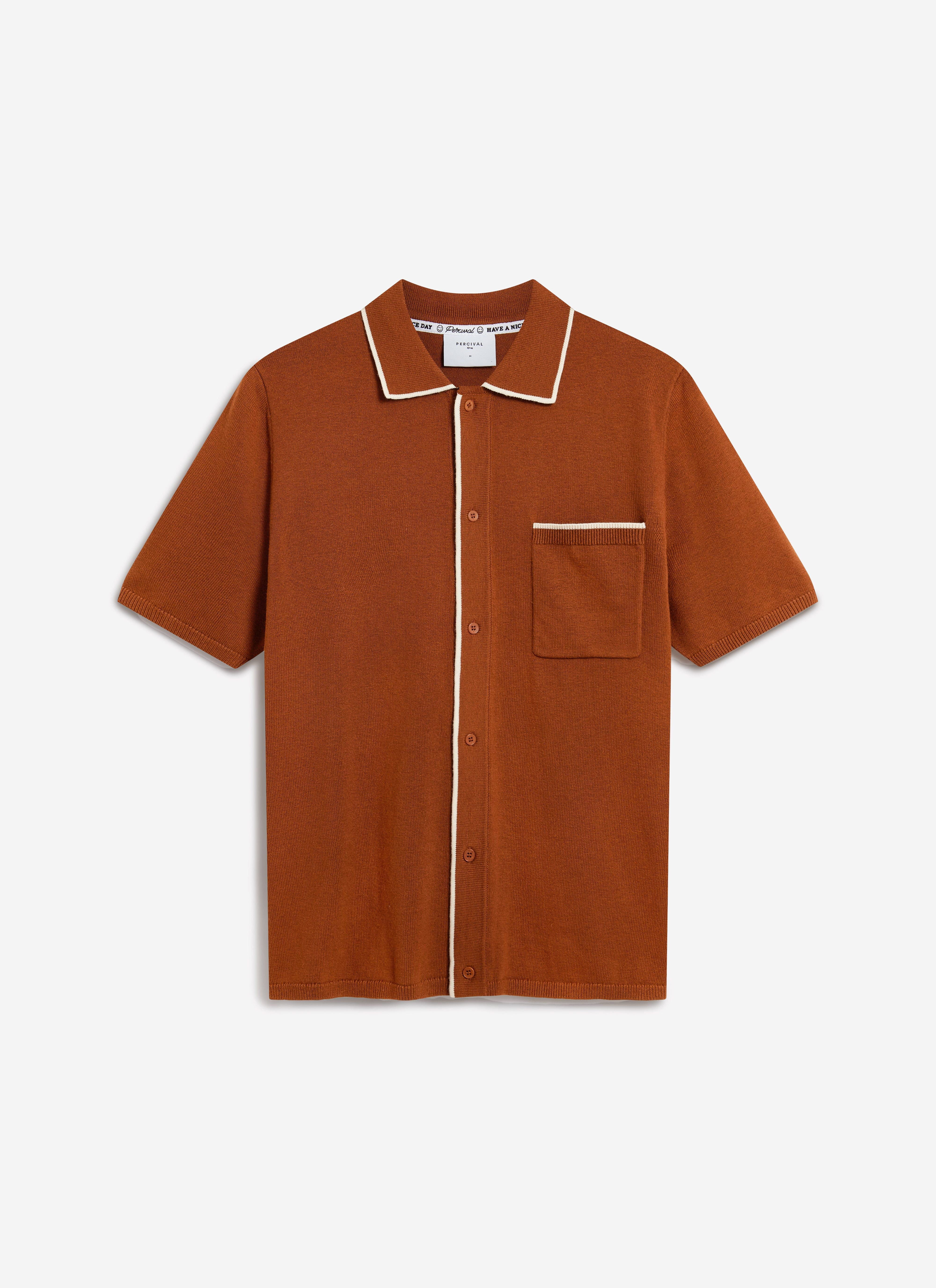 Contrast Trim Shirt | Wool | Rust - Image 5