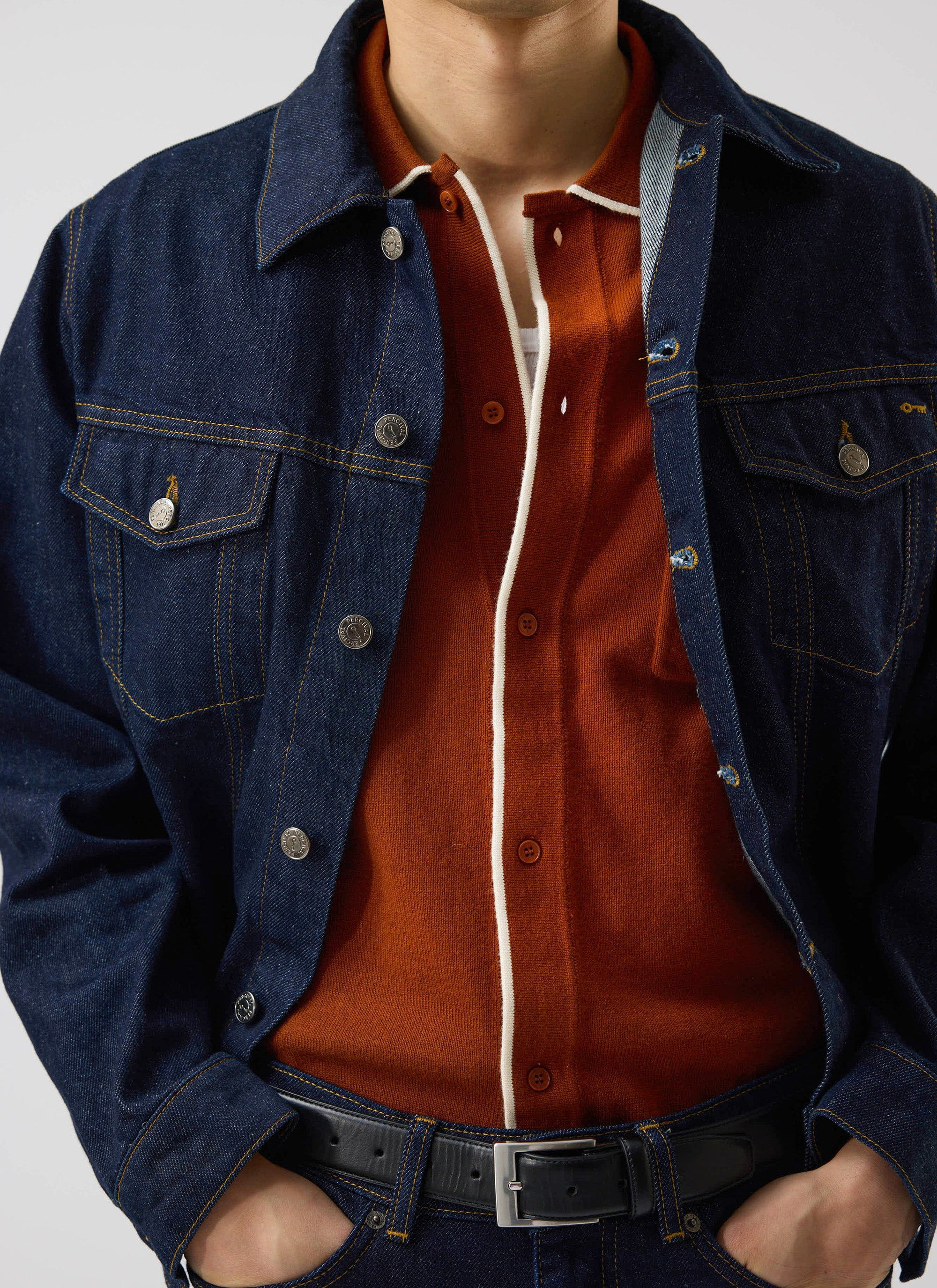 Contrast Trim Shirt | Wool | Rust - Image 9