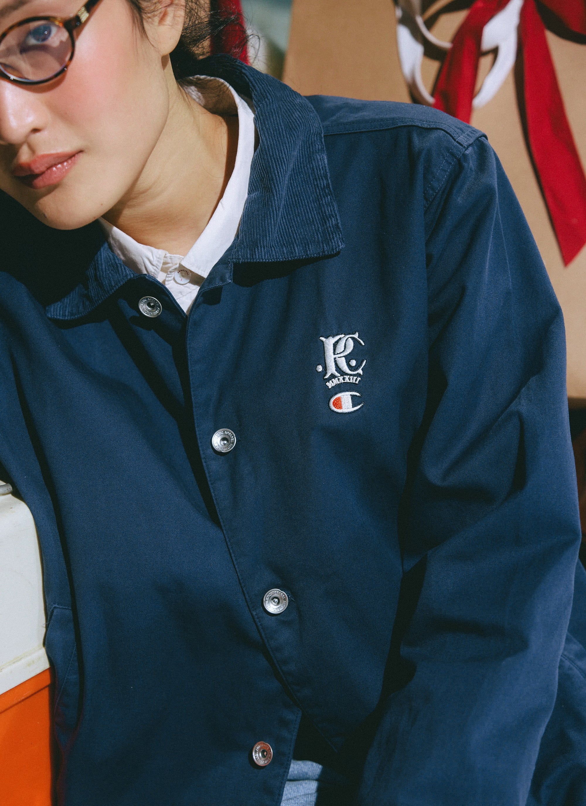 Cord Collar Jacket | Champion x Percival | Navy - Image 4