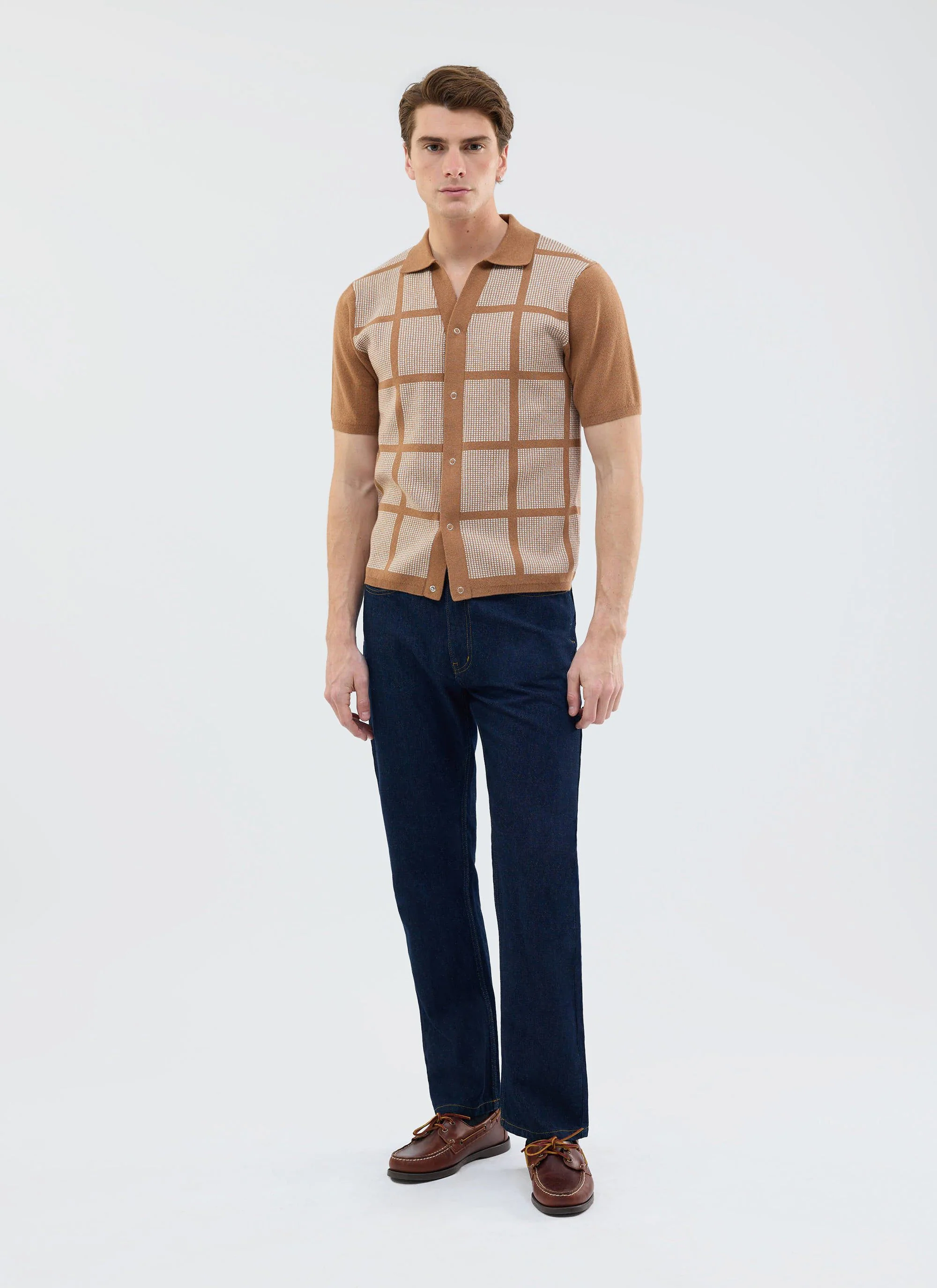 Costa Knitted Shirt | Cotton | Tobacco - Image 2