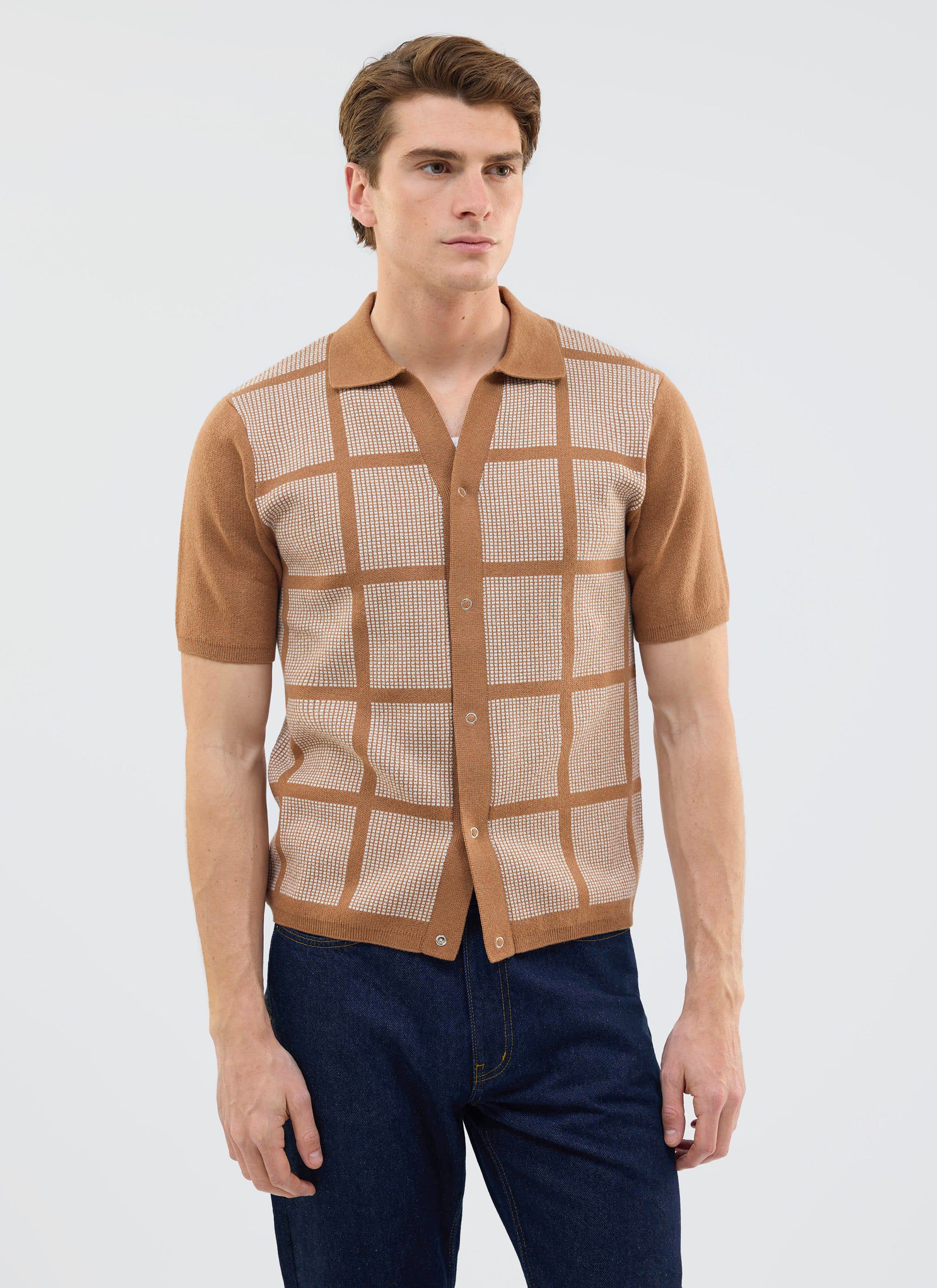 Costa Knitted Shirt | Cotton | Tobacco - Image 4
