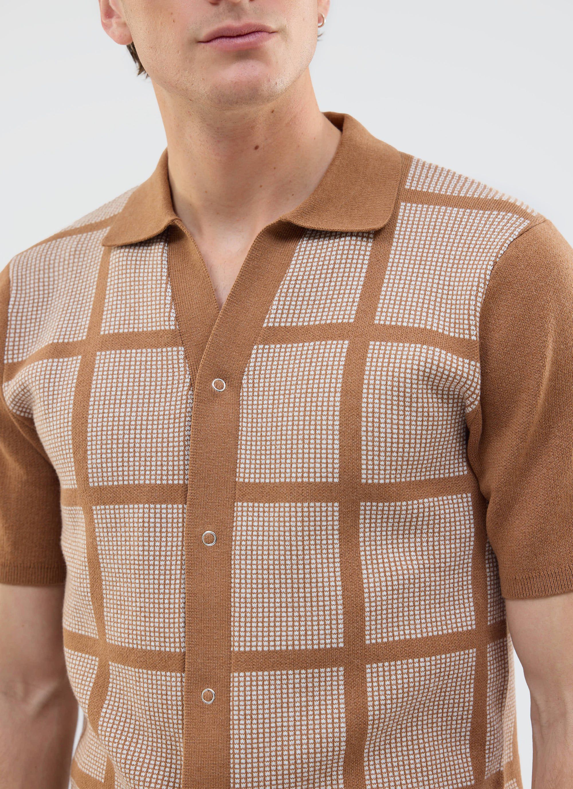 Costa Knitted Shirt | Cotton | Tobacco - Image 5
