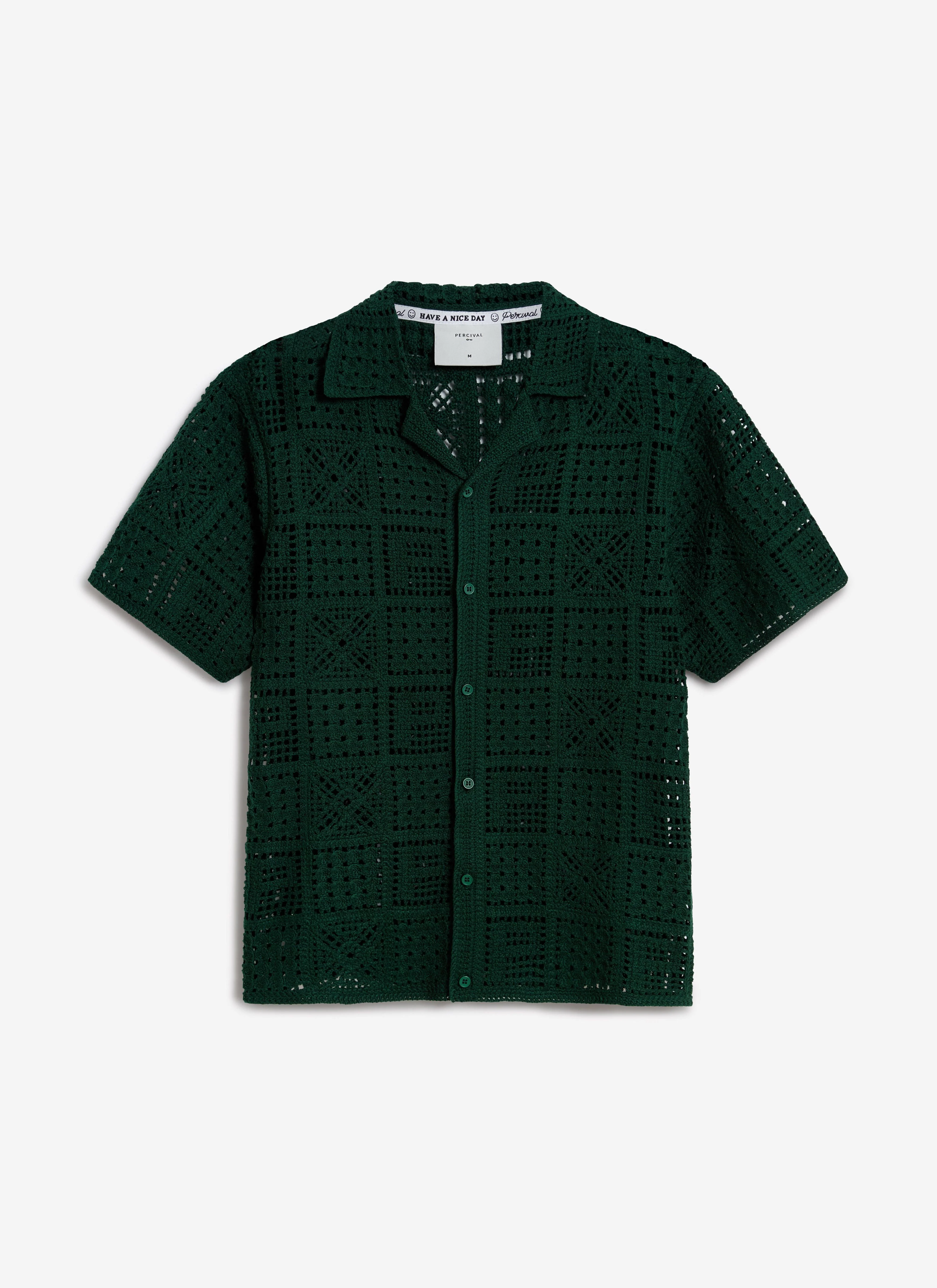 Crochet Groundsman Shirt | Cotton | Forest - Image 8