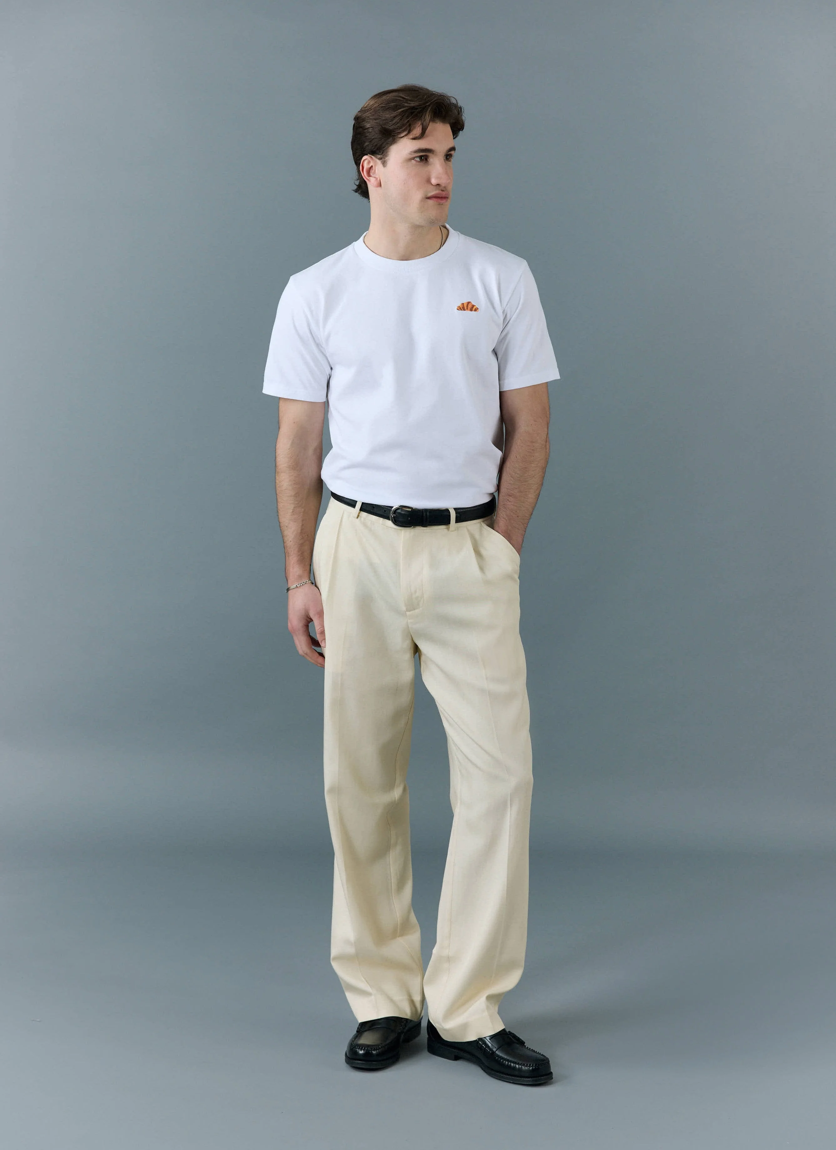 Croissant T Shirt | Embroidered Organic Cotton | White - Image 3