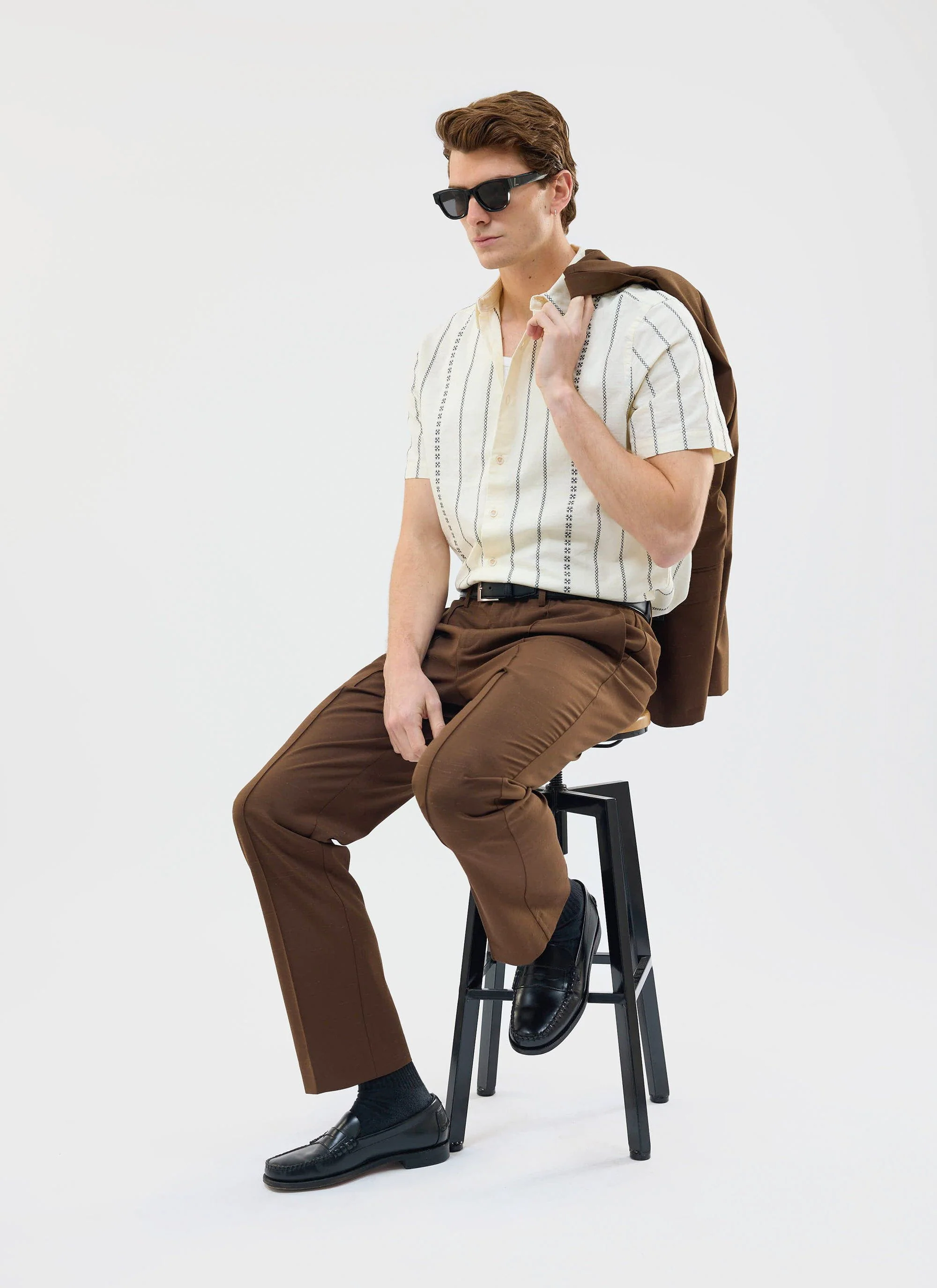 Cross Stitch Boxy Clerk Shirt | Cream - Image 7