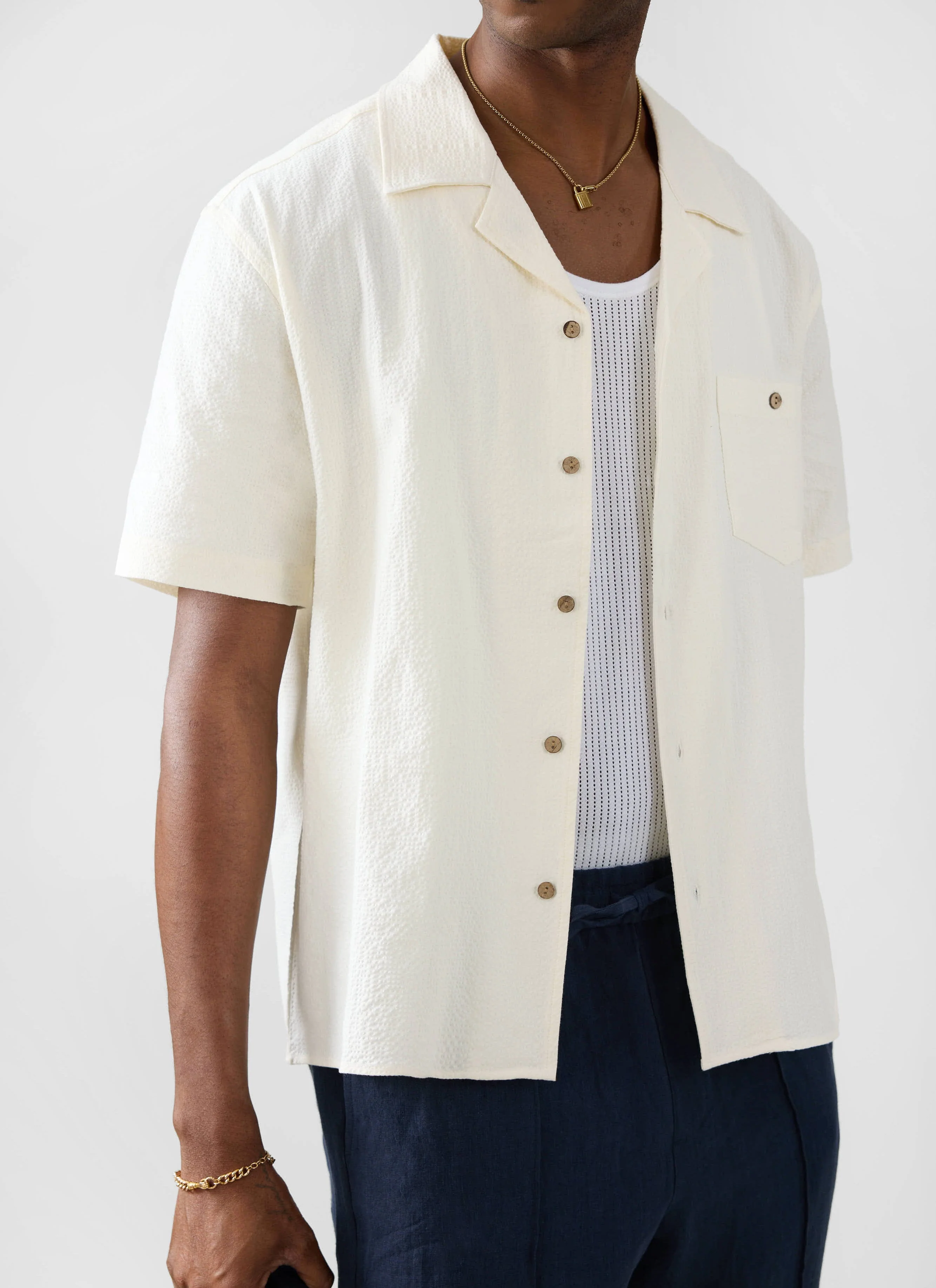 Cuban Shirt | Seersucker | Cream - Image 7