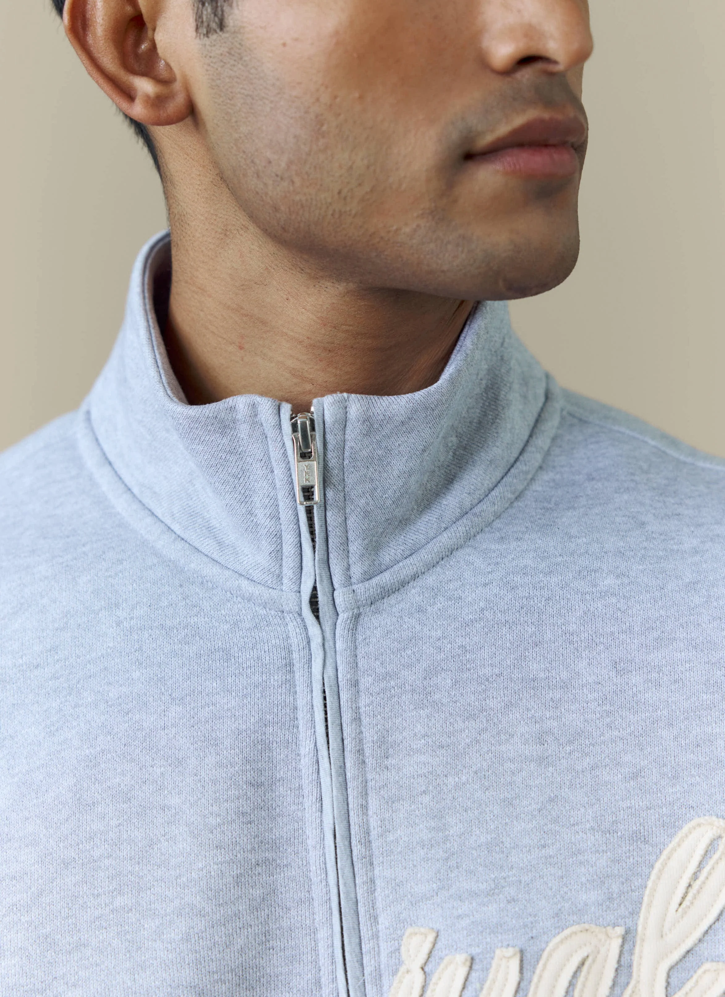 Curtis Boxy Zip Funnel Neck Sweatshirt | Cotton | Athletic Grey - Image 6
