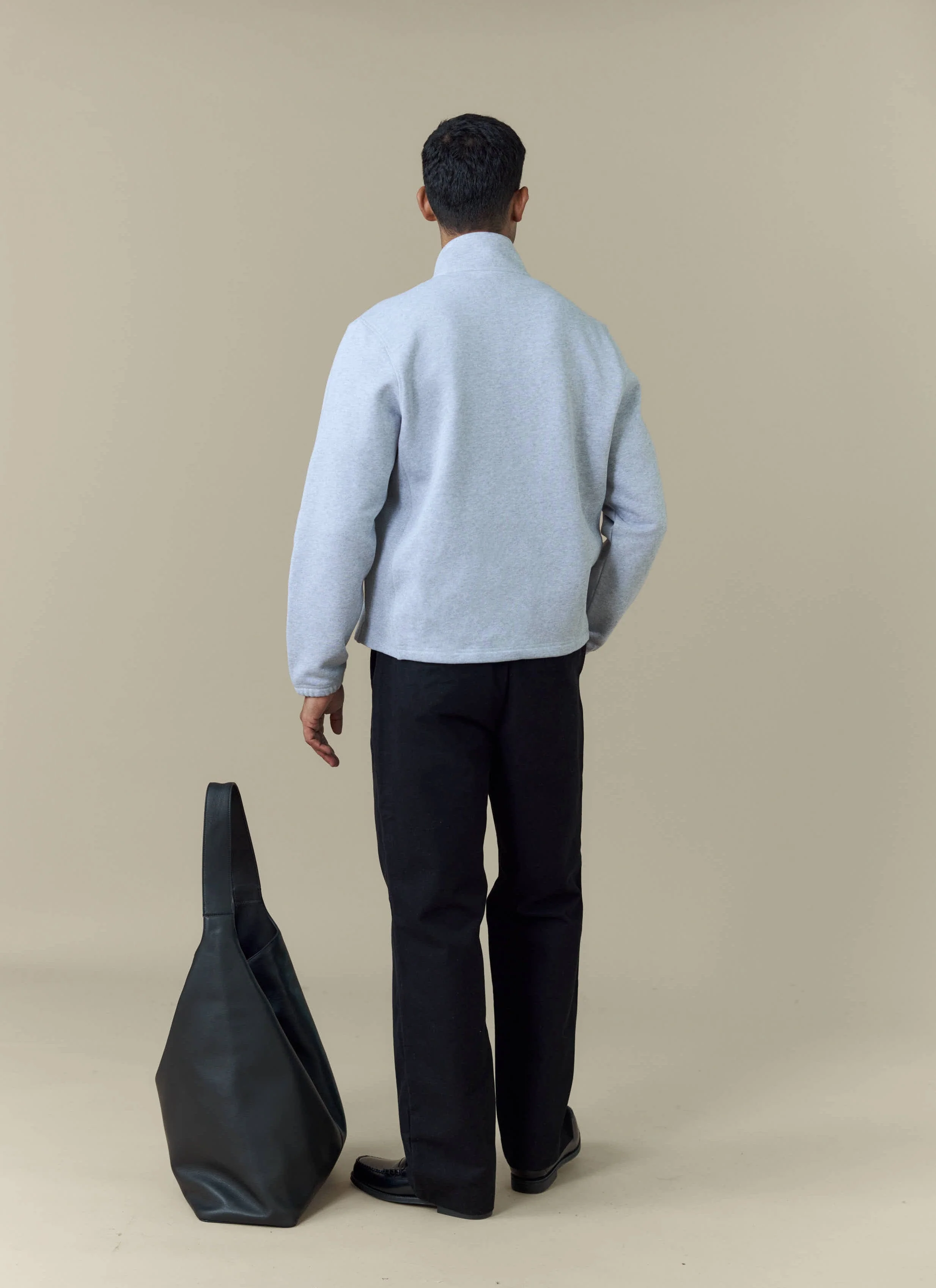 Curtis Boxy Zip Funnel Neck Sweatshirt | Cotton | Athletic Grey - Image 8