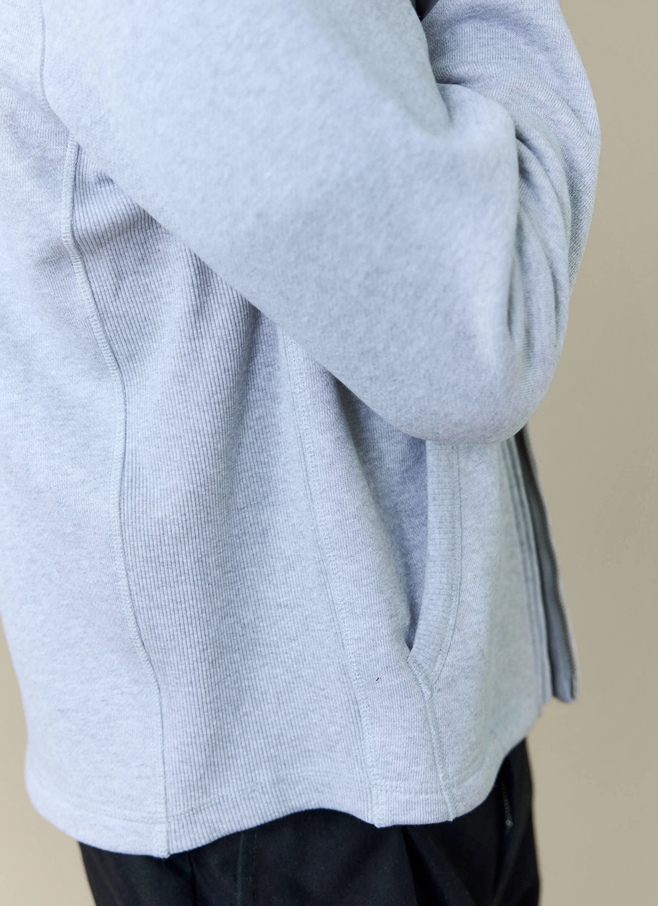 Curtis Boxy Zip Funnel Neck Sweatshirt | Cotton | Athletic Grey - Image 9