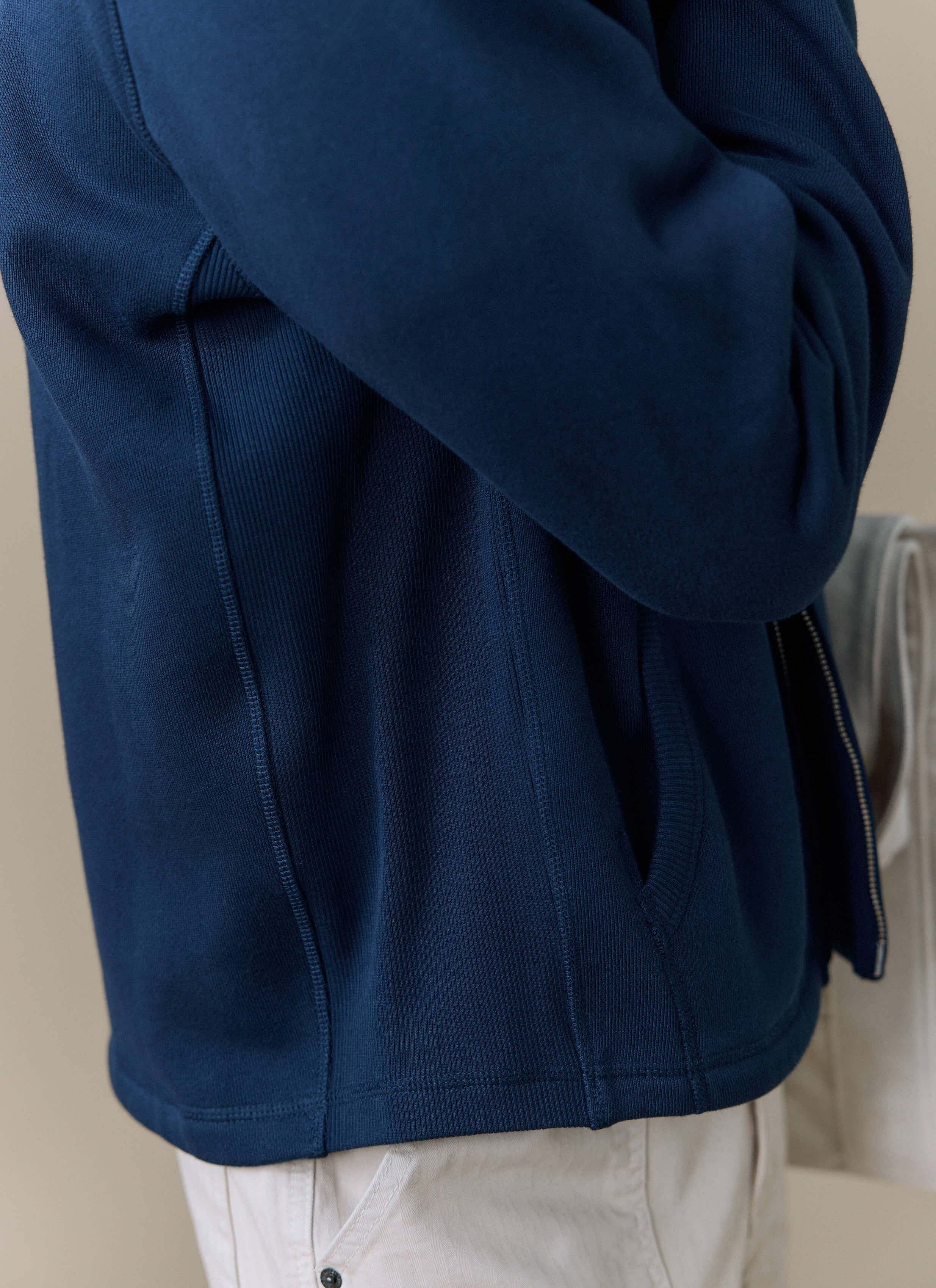 Curtis Boxy Zip Funnel Neck Sweatshirt | Cotton | Navy - Image 5