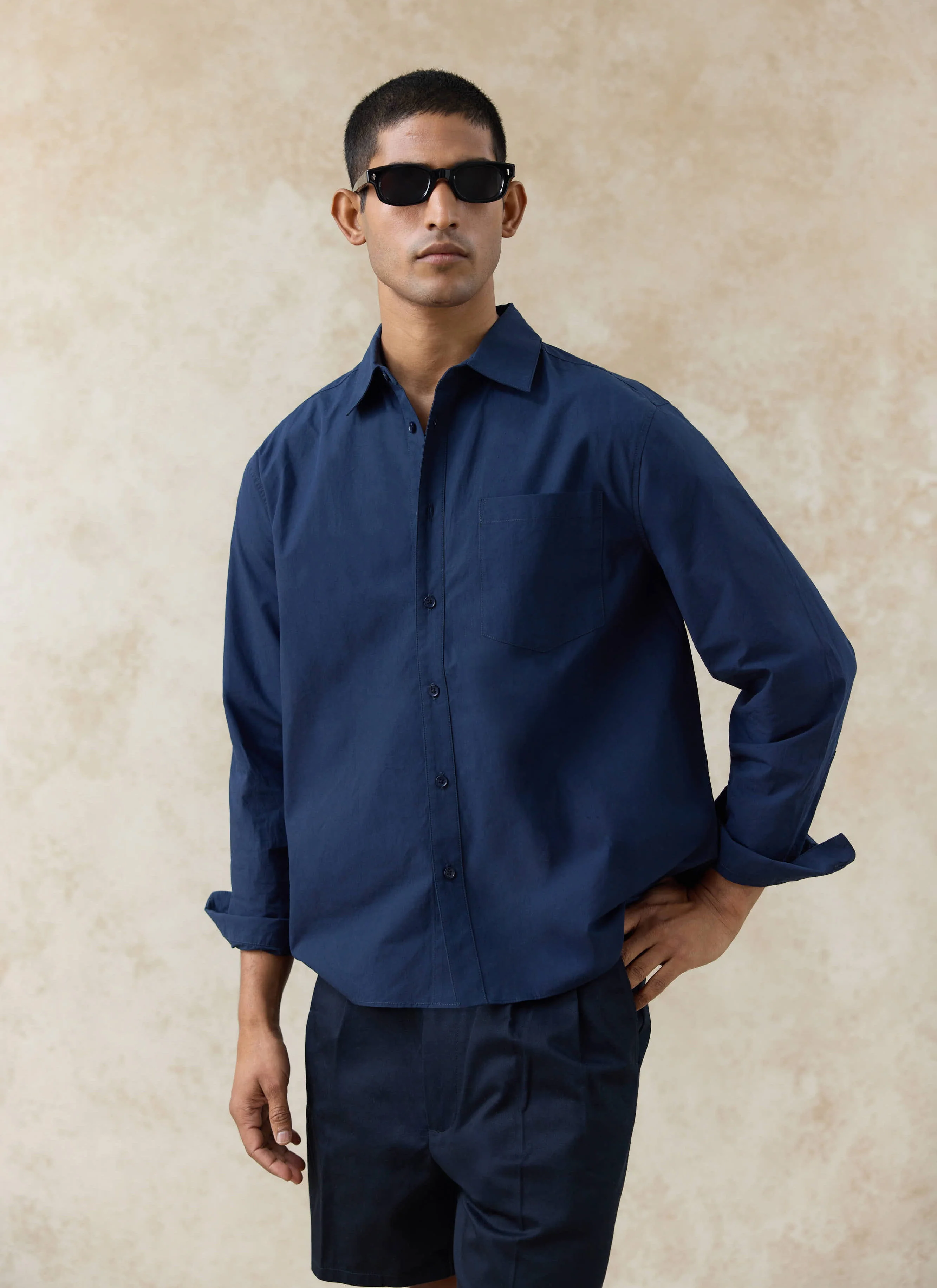Dali Relaxed Poplin Shirt | Cotton | Navy - Image 2
