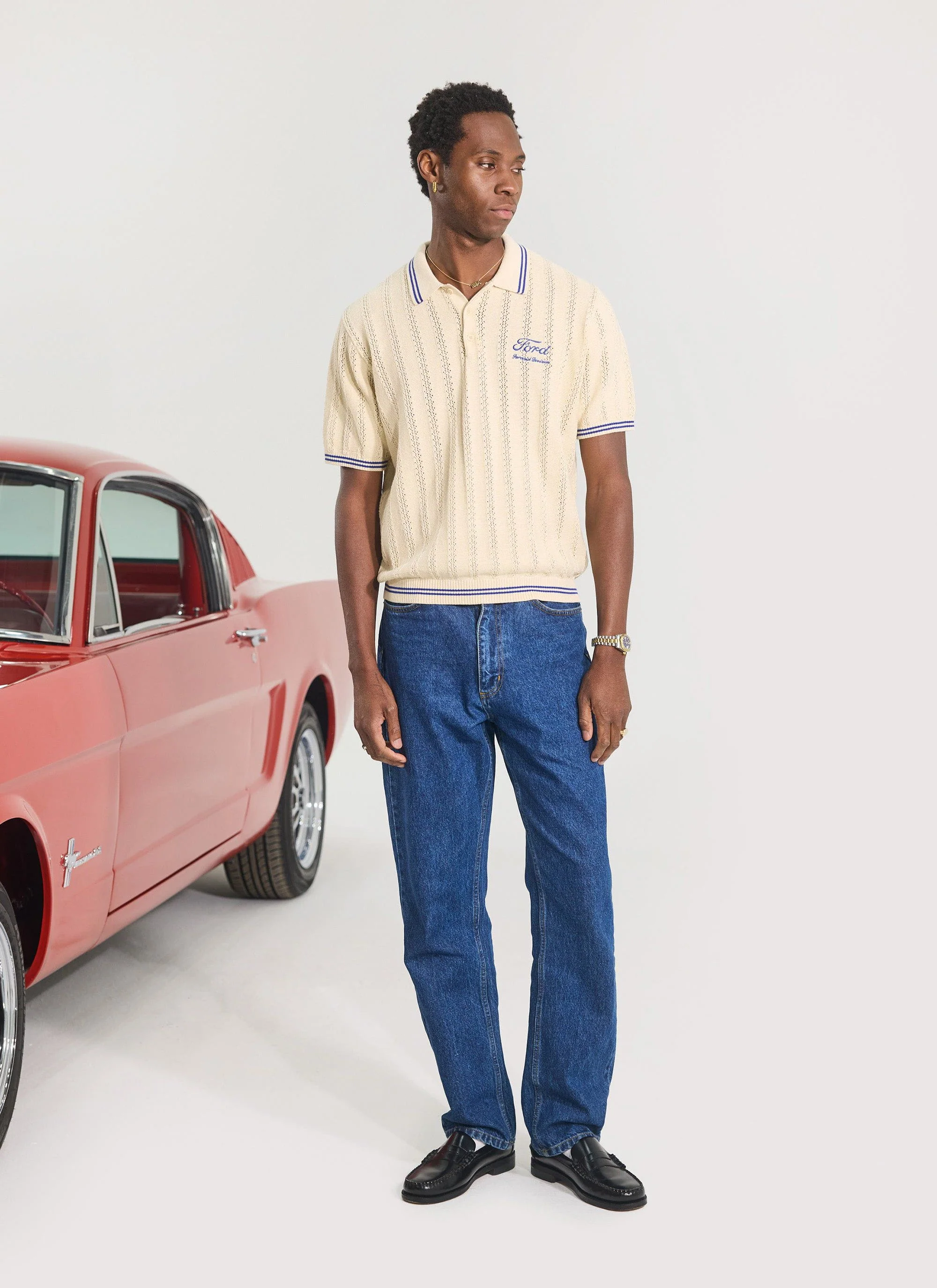 Dealership Knitted Polo | Percival x Ford | Cream - Image 3