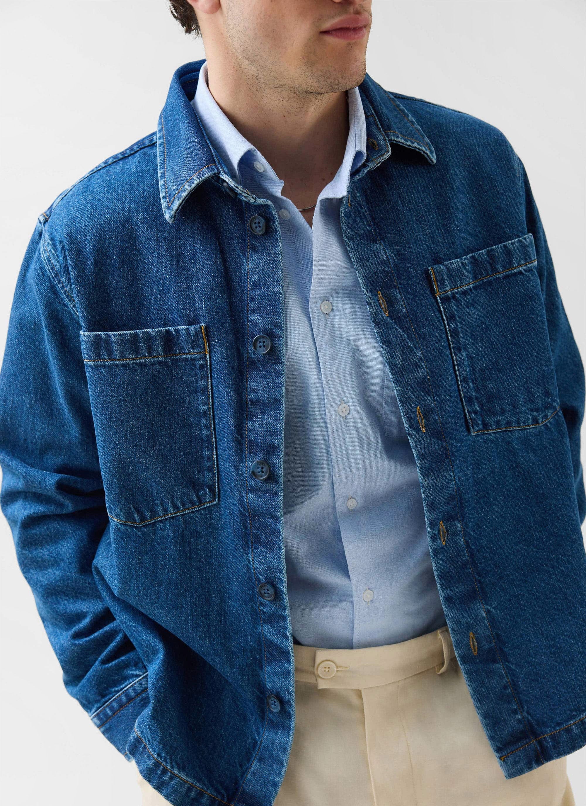 Denim Heavyweight Overshirt | Cotton | Mid Wash Blue - Image 5