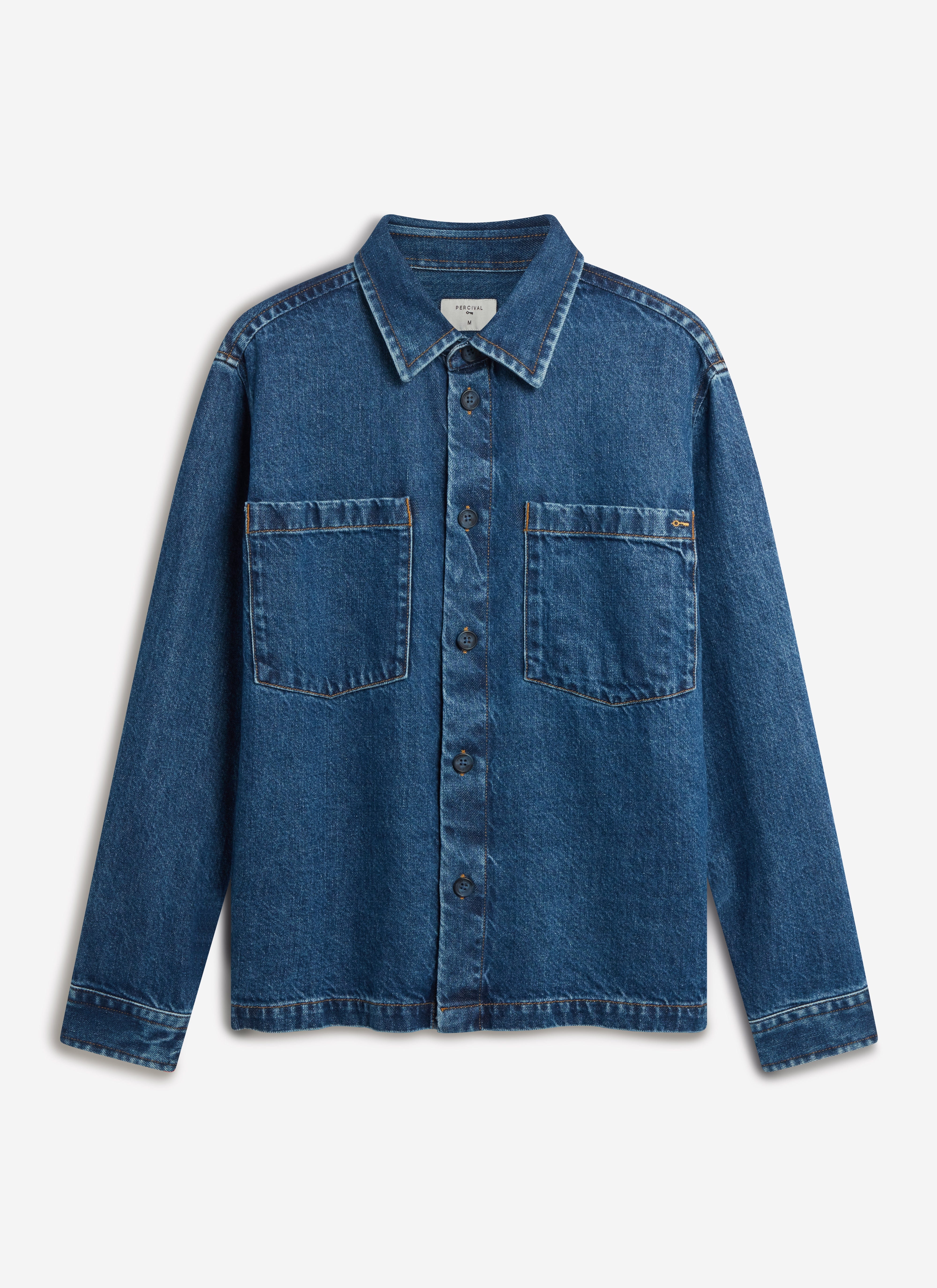Denim Heavyweight Overshirt | Cotton | Mid Wash Blue - Image 9