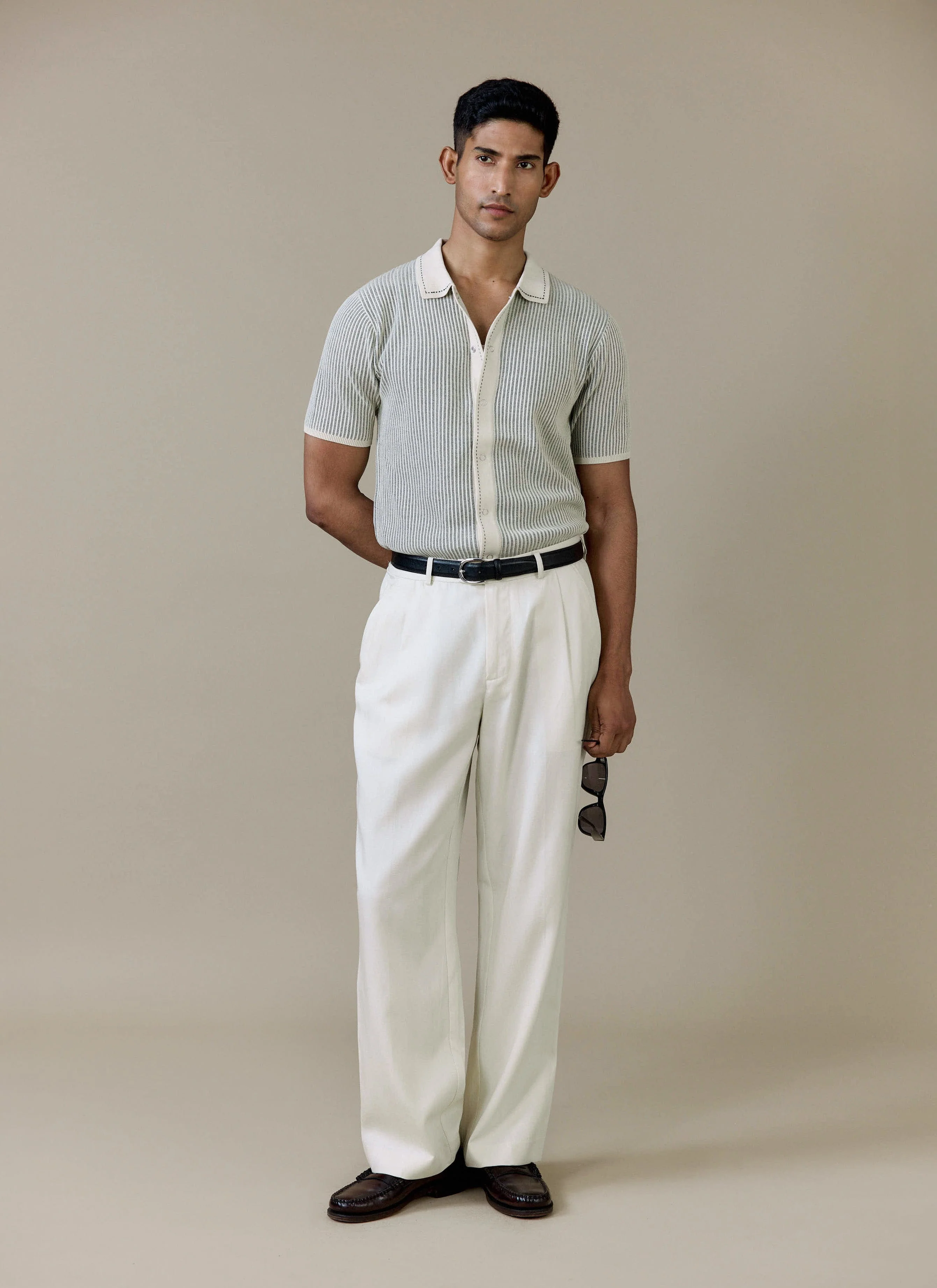 Dixon Knitted Shirt | Cotton | Cream - Image 2
