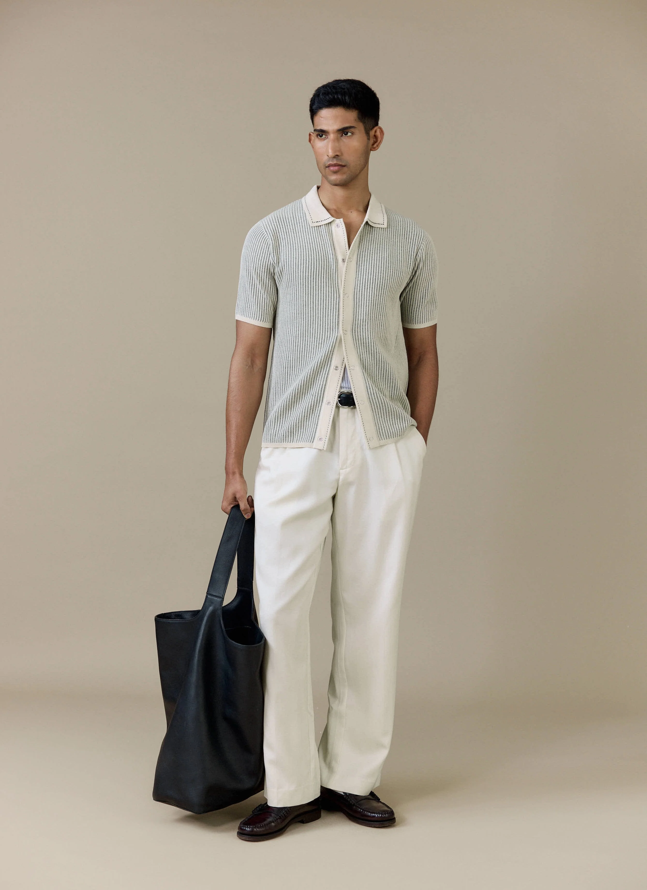 Dixon Knitted Shirt | Cotton | Cream - Image 6