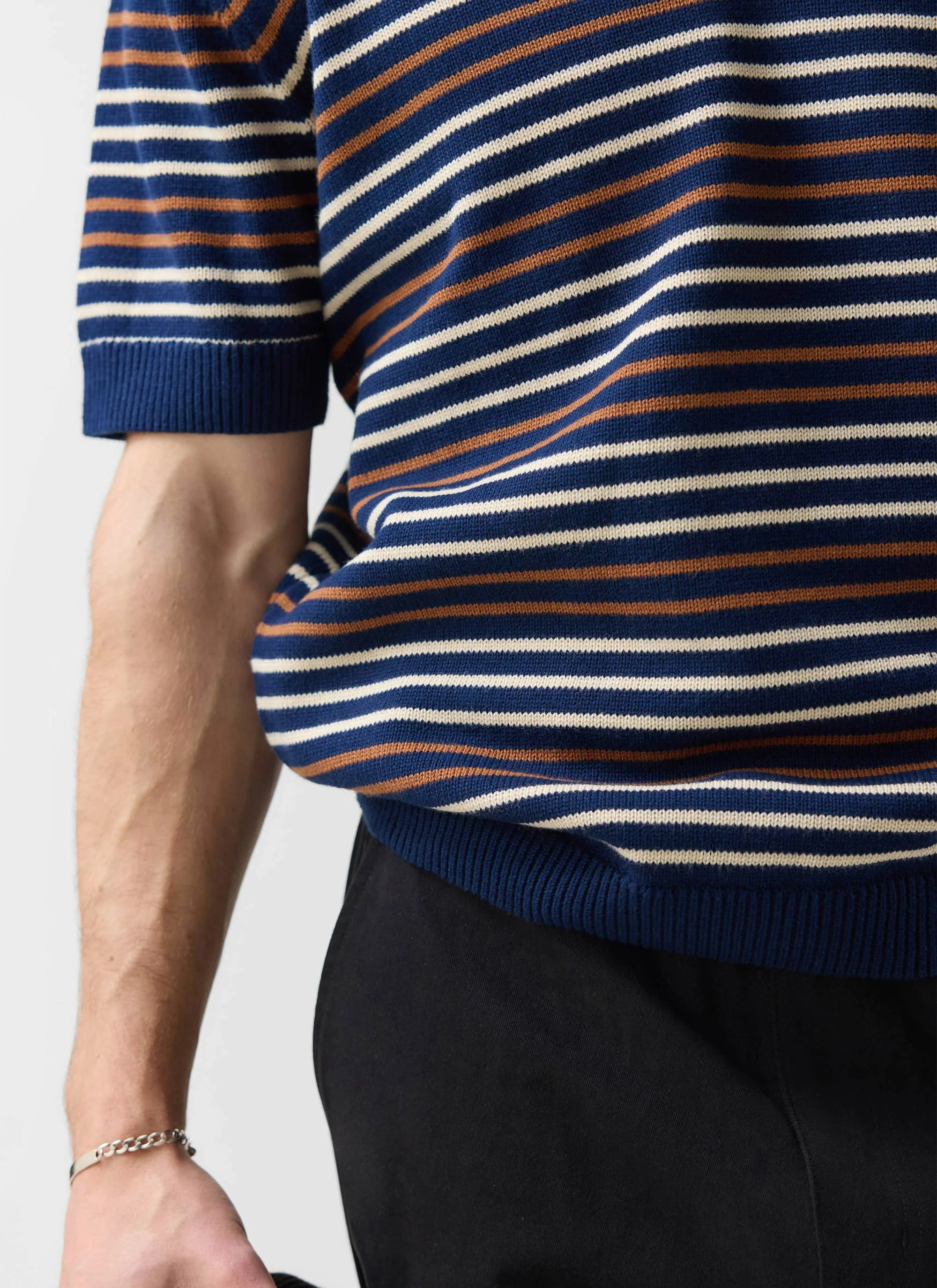 Douglas Boxy Knitted Polo | Cotton | Navy - Image 3