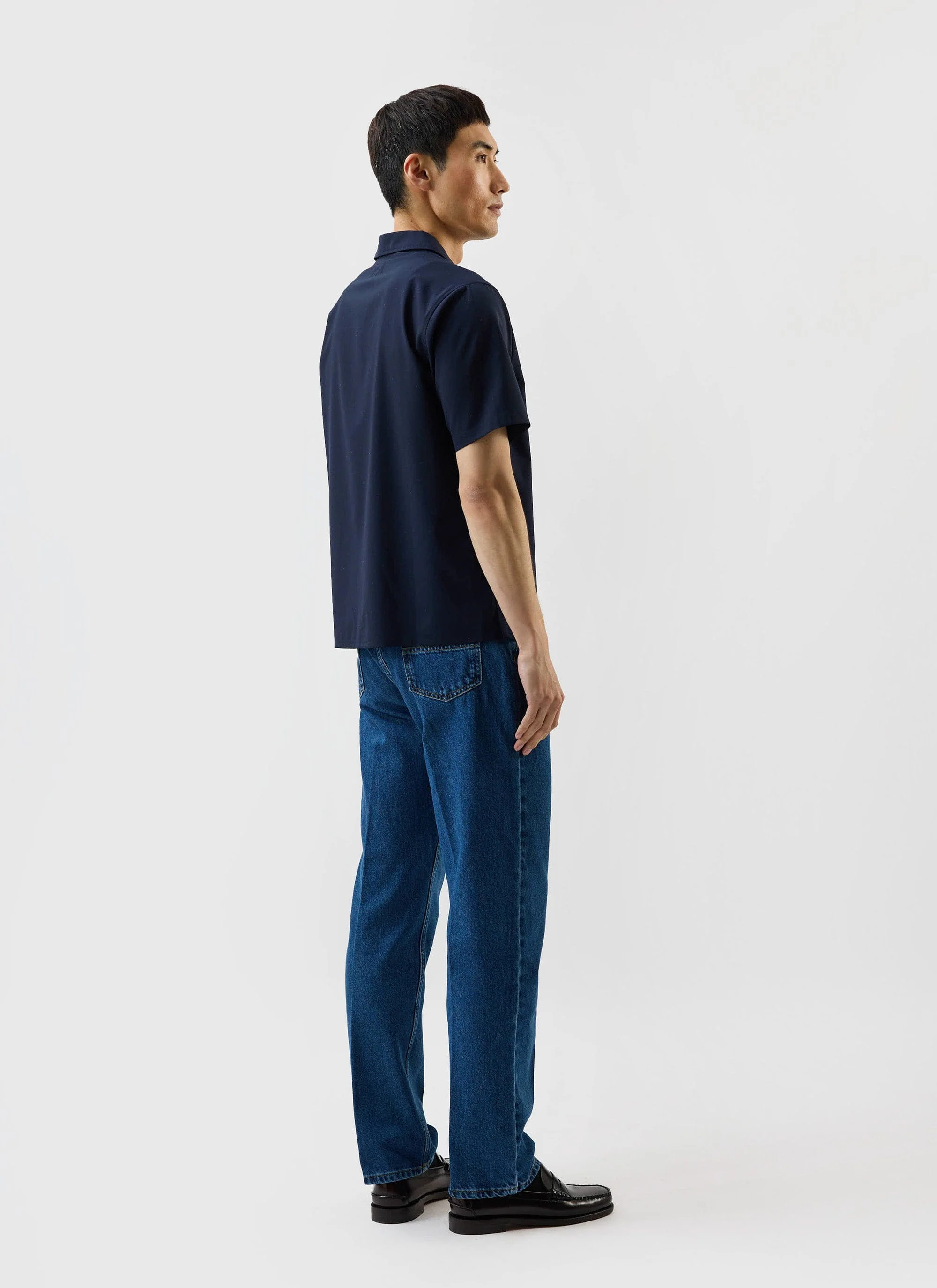 Relaxed Cuban Drape Shirt | Percival x Warren | Navy Blue - Image 5