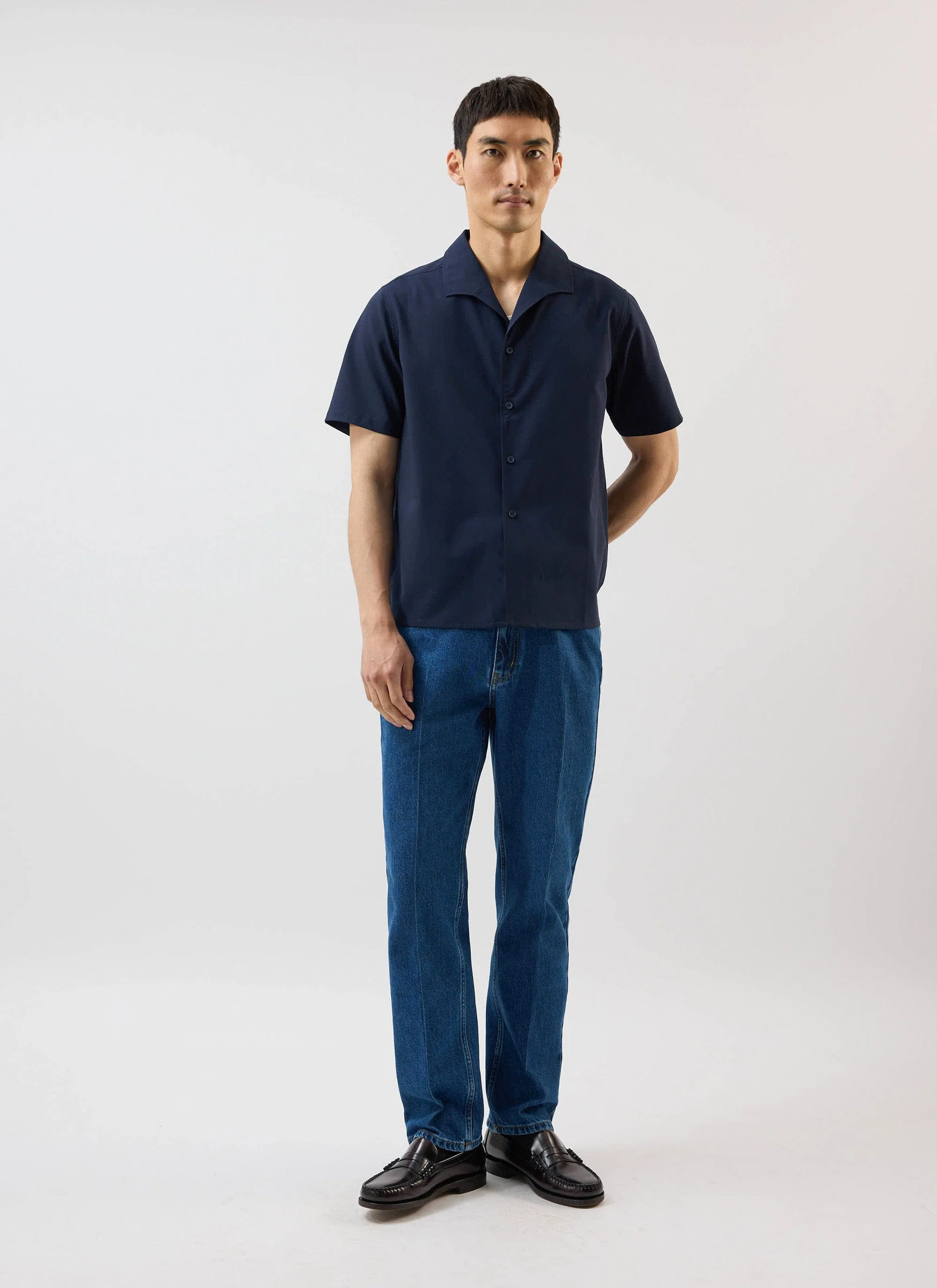 Relaxed Cuban Drape Shirt | Percival x Warren | Navy Blue - Image 6