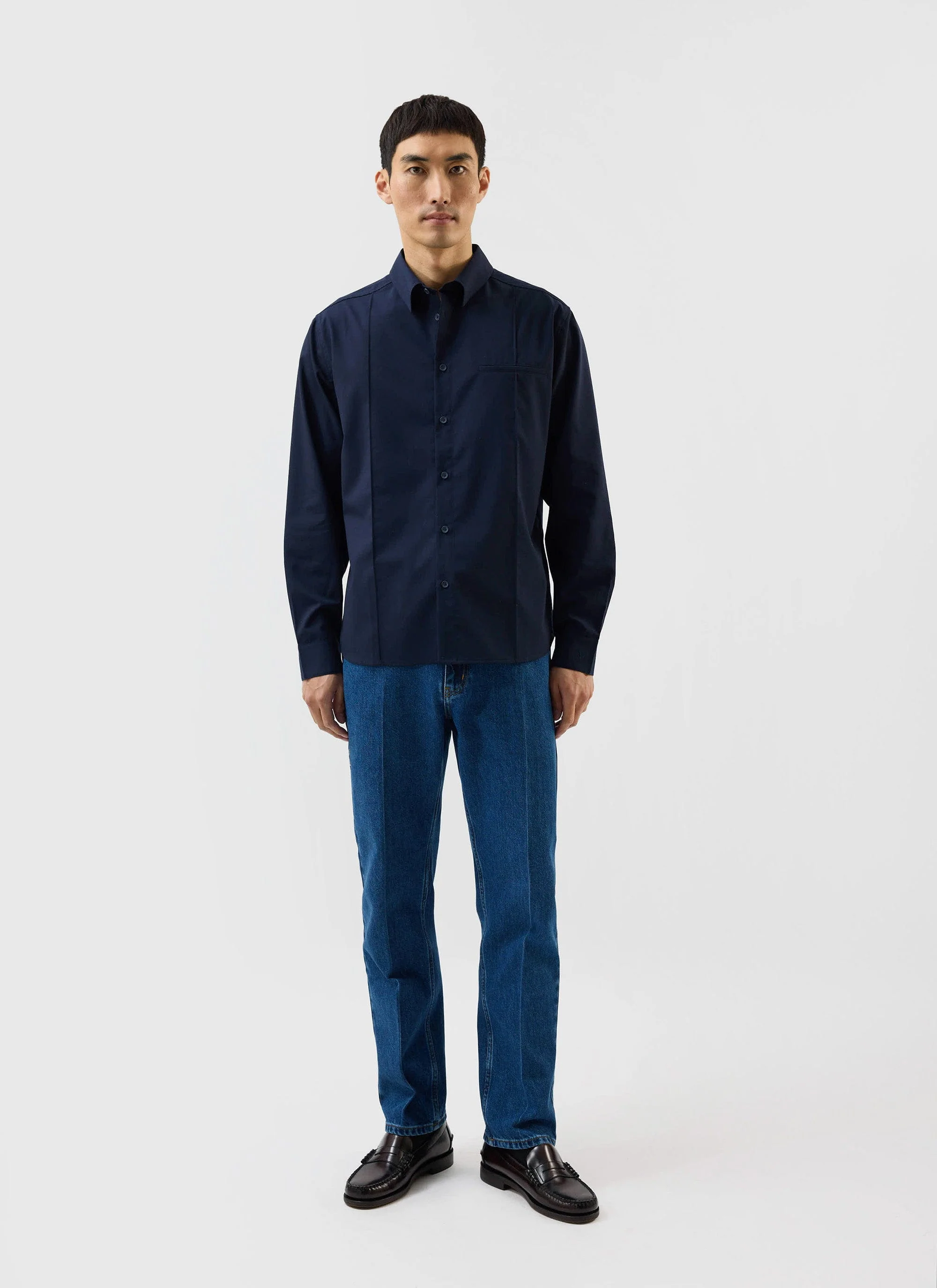 Men's Pleated Shirt | Percival x Warren | Navy Blue - Image 10