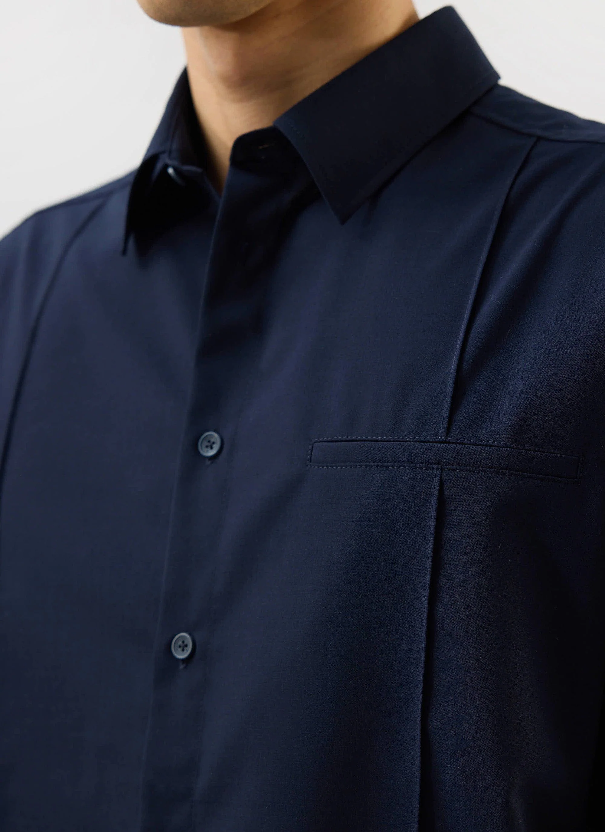 Men's Pleated Shirt | Percival x Warren | Navy Blue - Image 3
