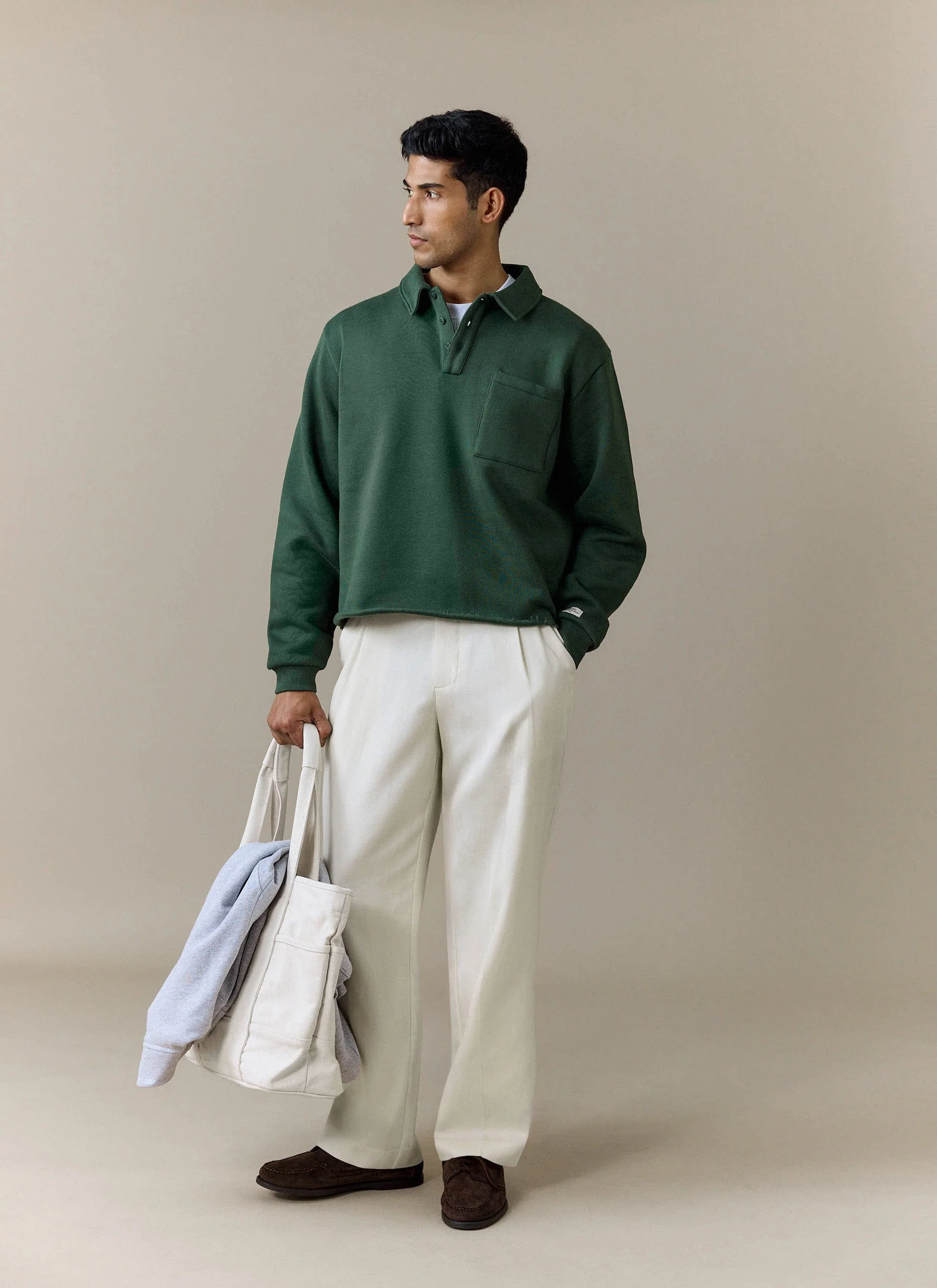 Dudley Boxy Sweatshirt | Cotton | Forest - Image 3