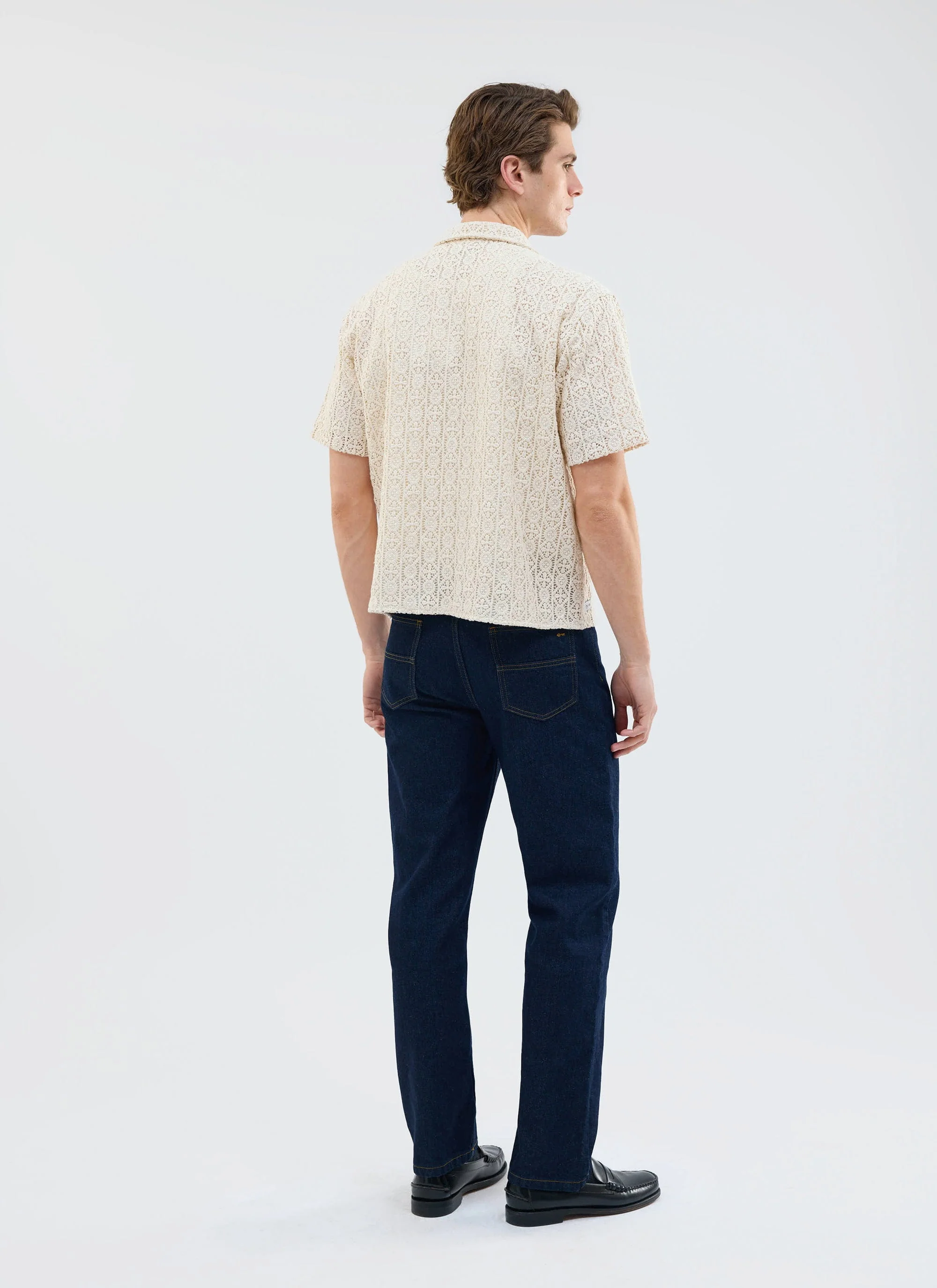 Elio Crochet Cuban Shirt | Cream - Image 3