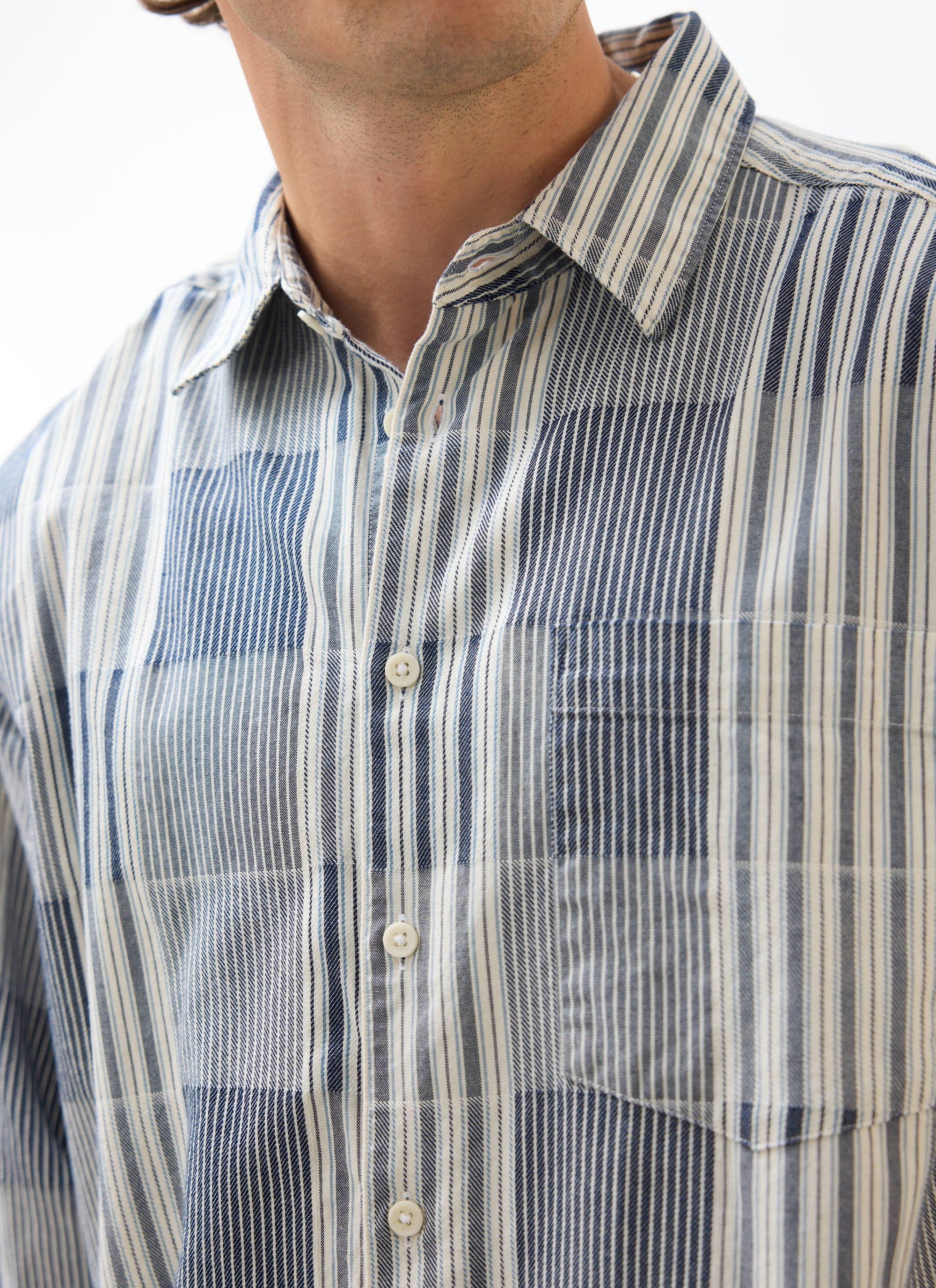 Epigraph Patchwork Pearce Shirt | Cotton | Blue - Image 4