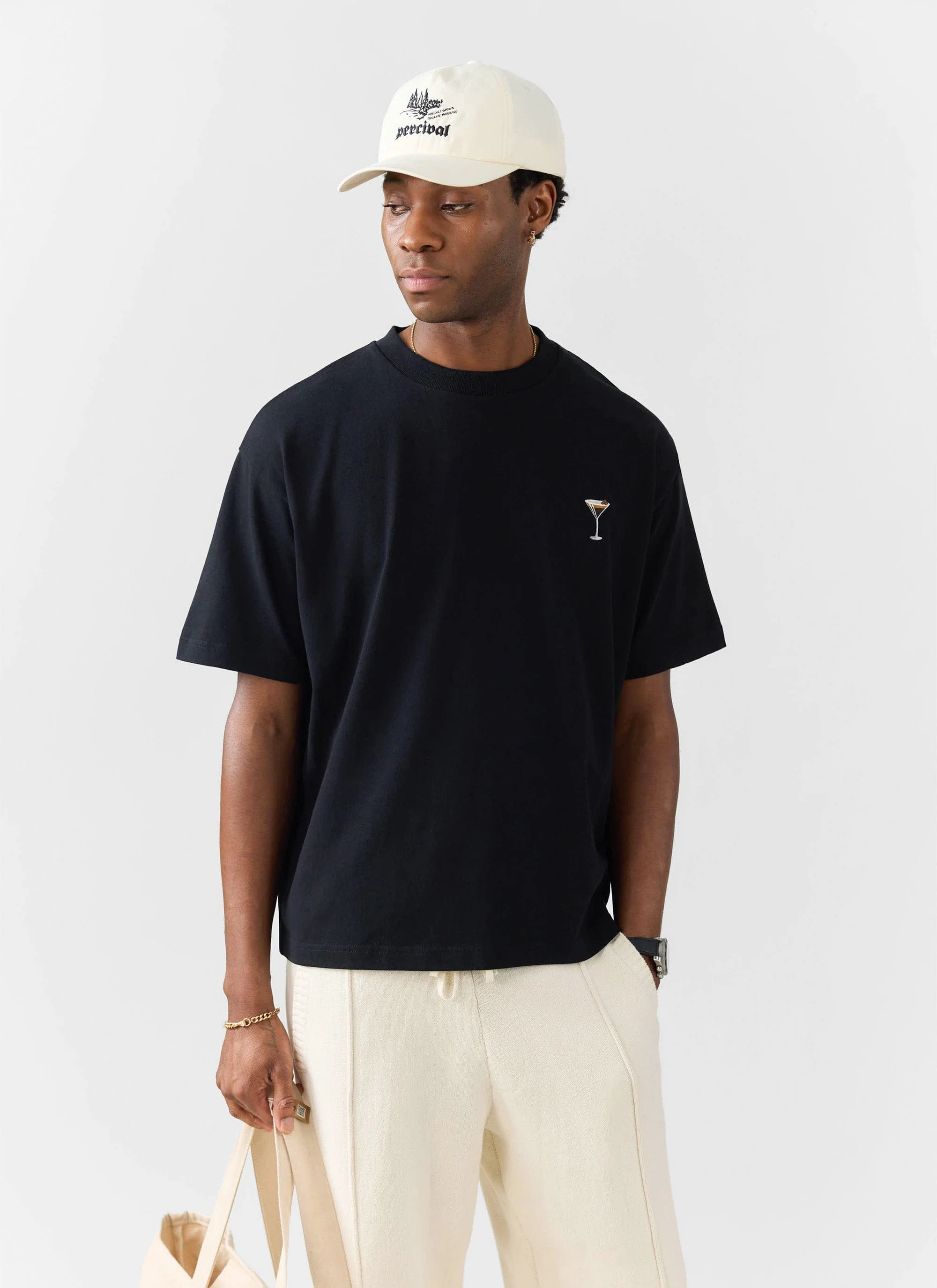 Espresso Martini Oversized Embroidered T Shirt | Organic Cotton | Black - Image 2