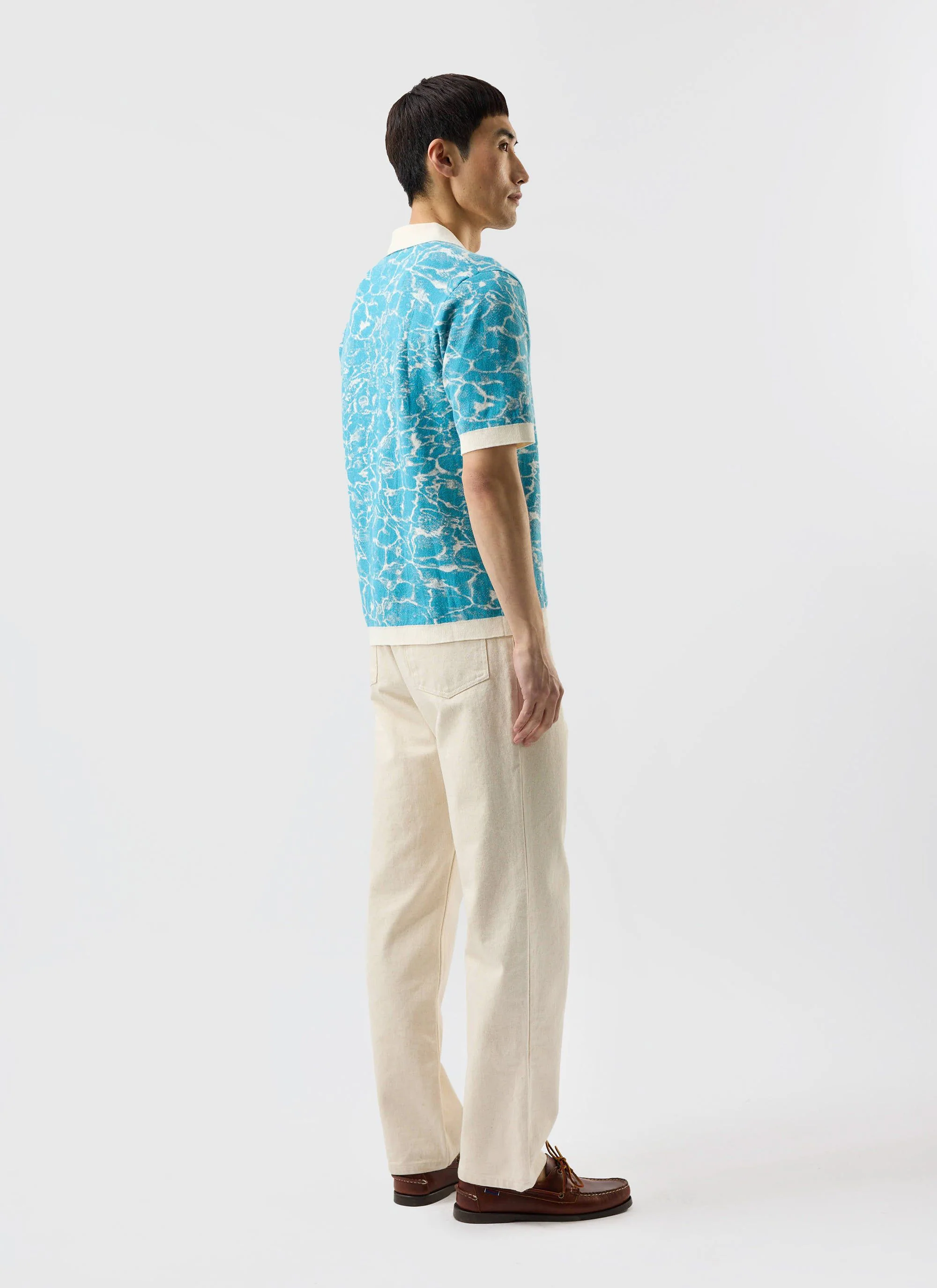 Farraris Negroni Knitted Shirt | Cotton | Blue with White - Image 6