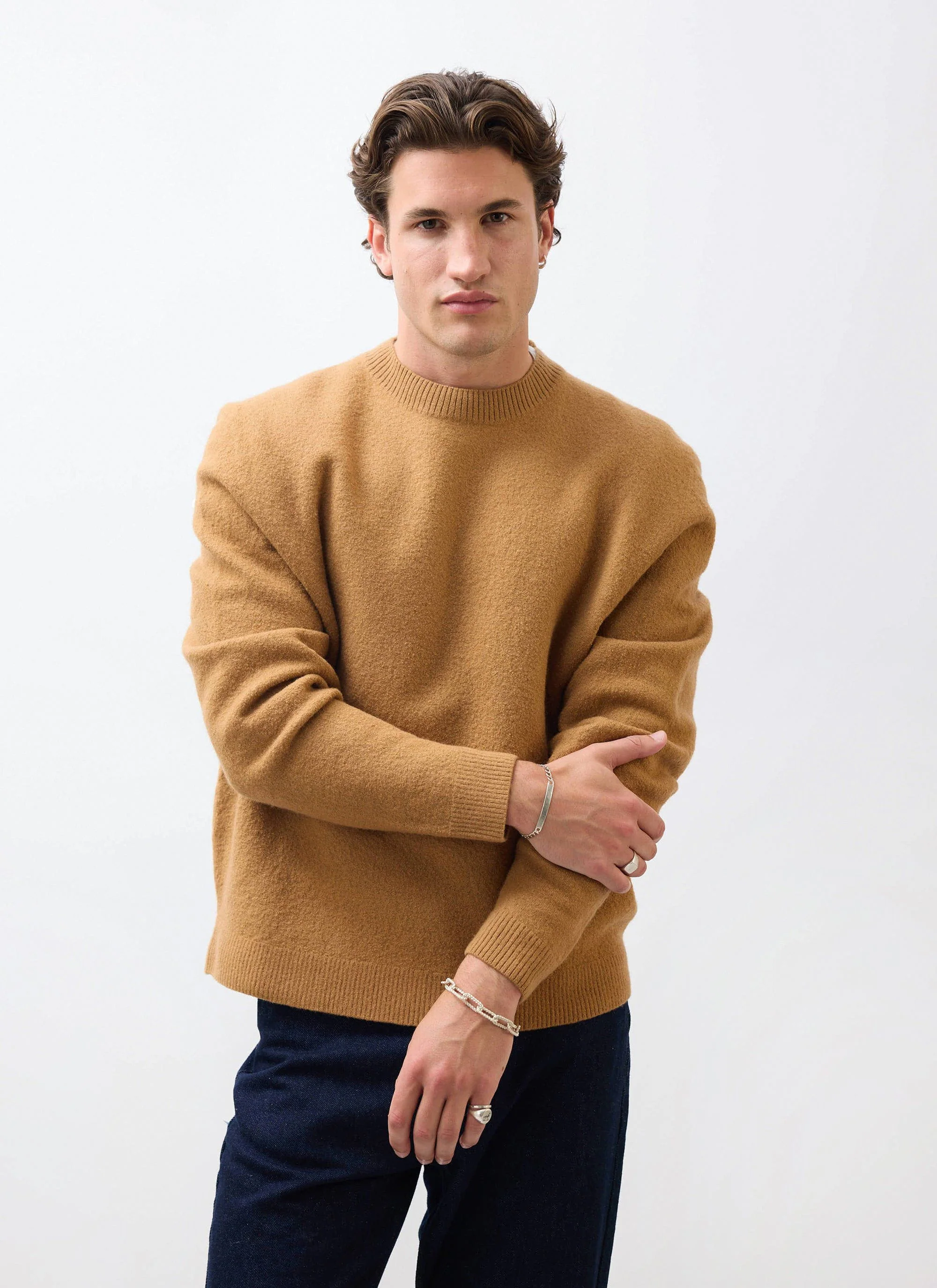 Felted Relaxed Jumper | Wool | Brown