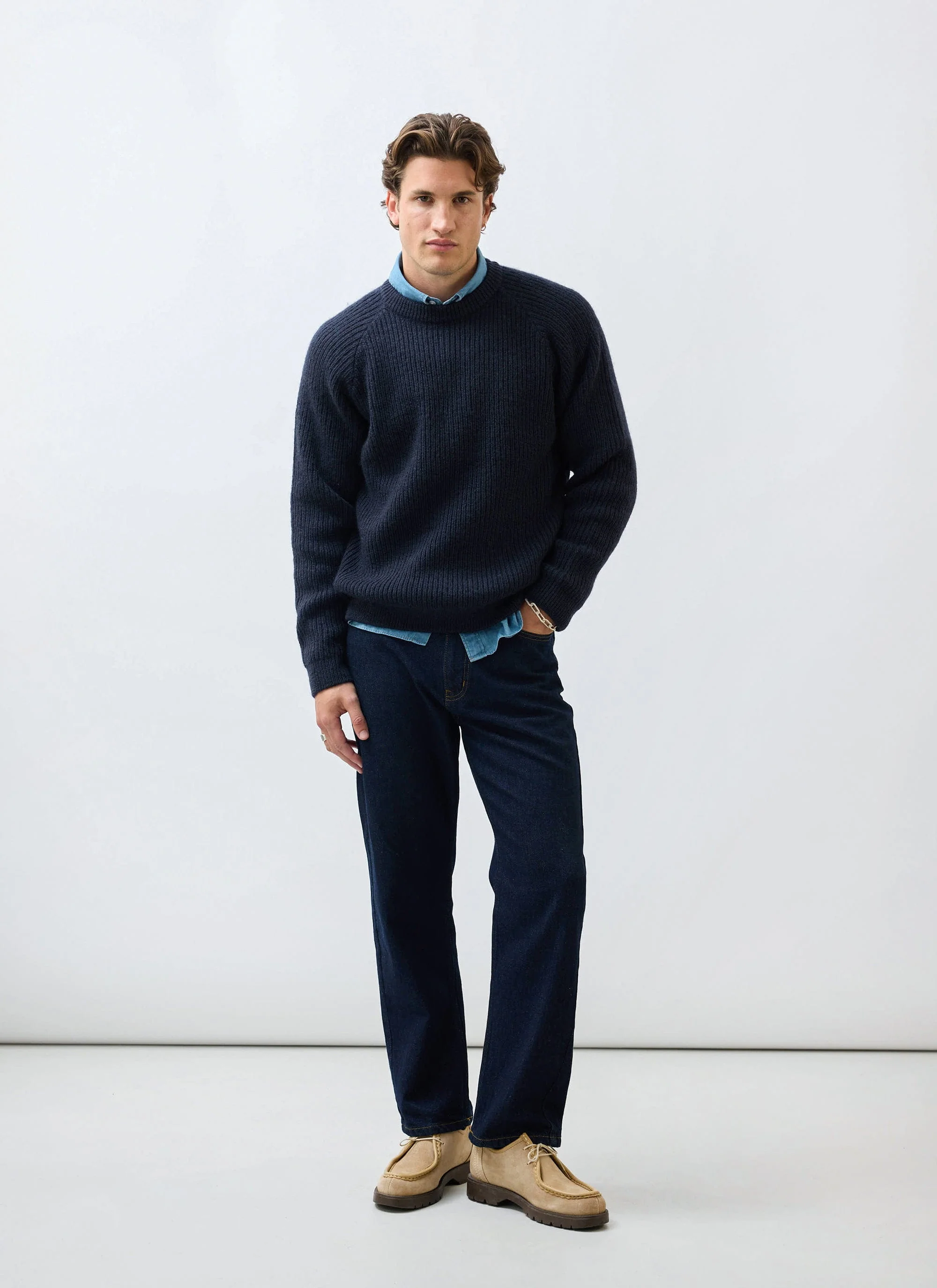 Fisherman Raglan Jumper | Wool | Navy - Image 2
