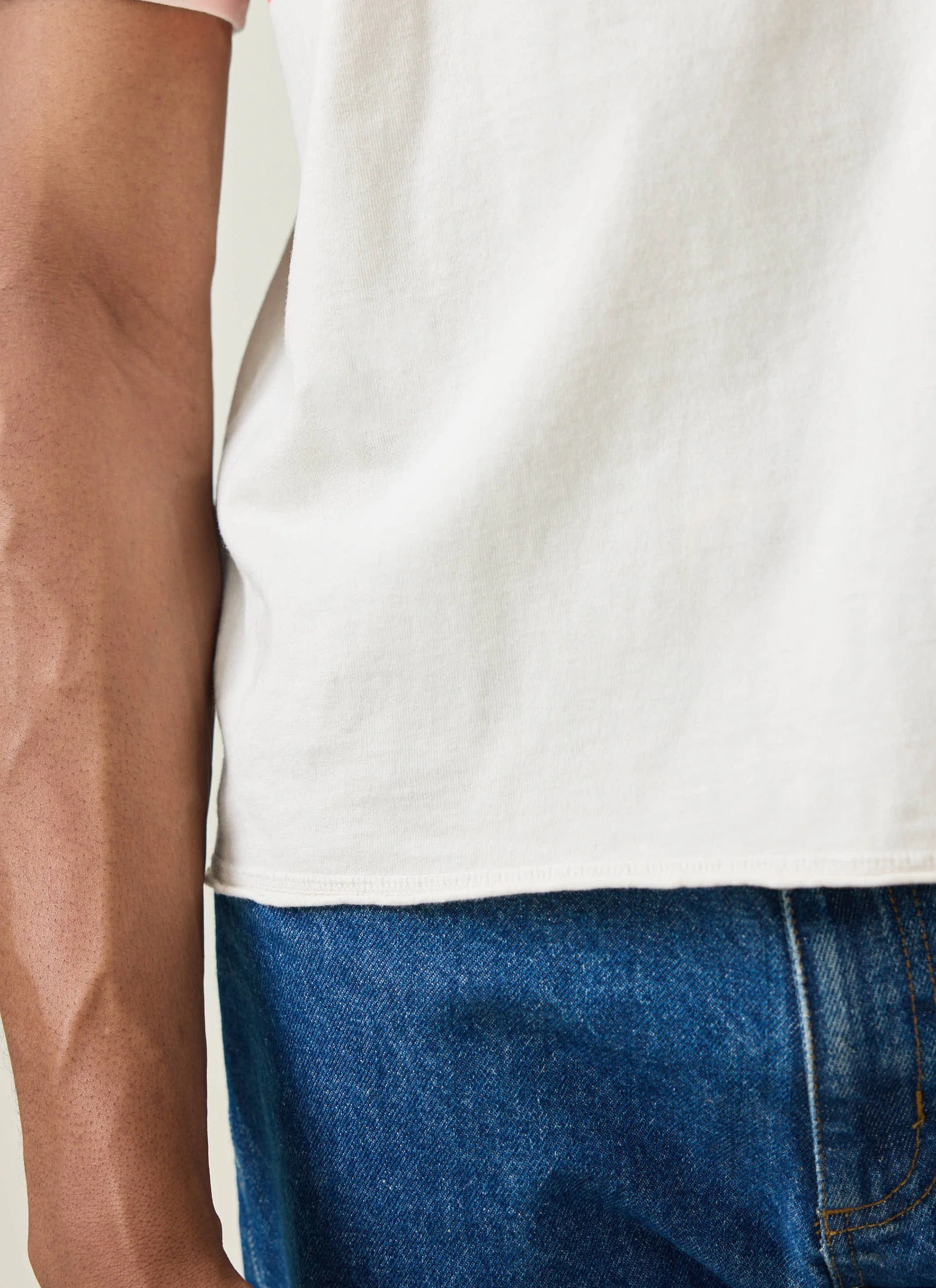 Flag Stripe Raw Hem T Shirt | Champion x Percival | Cream - Image 5