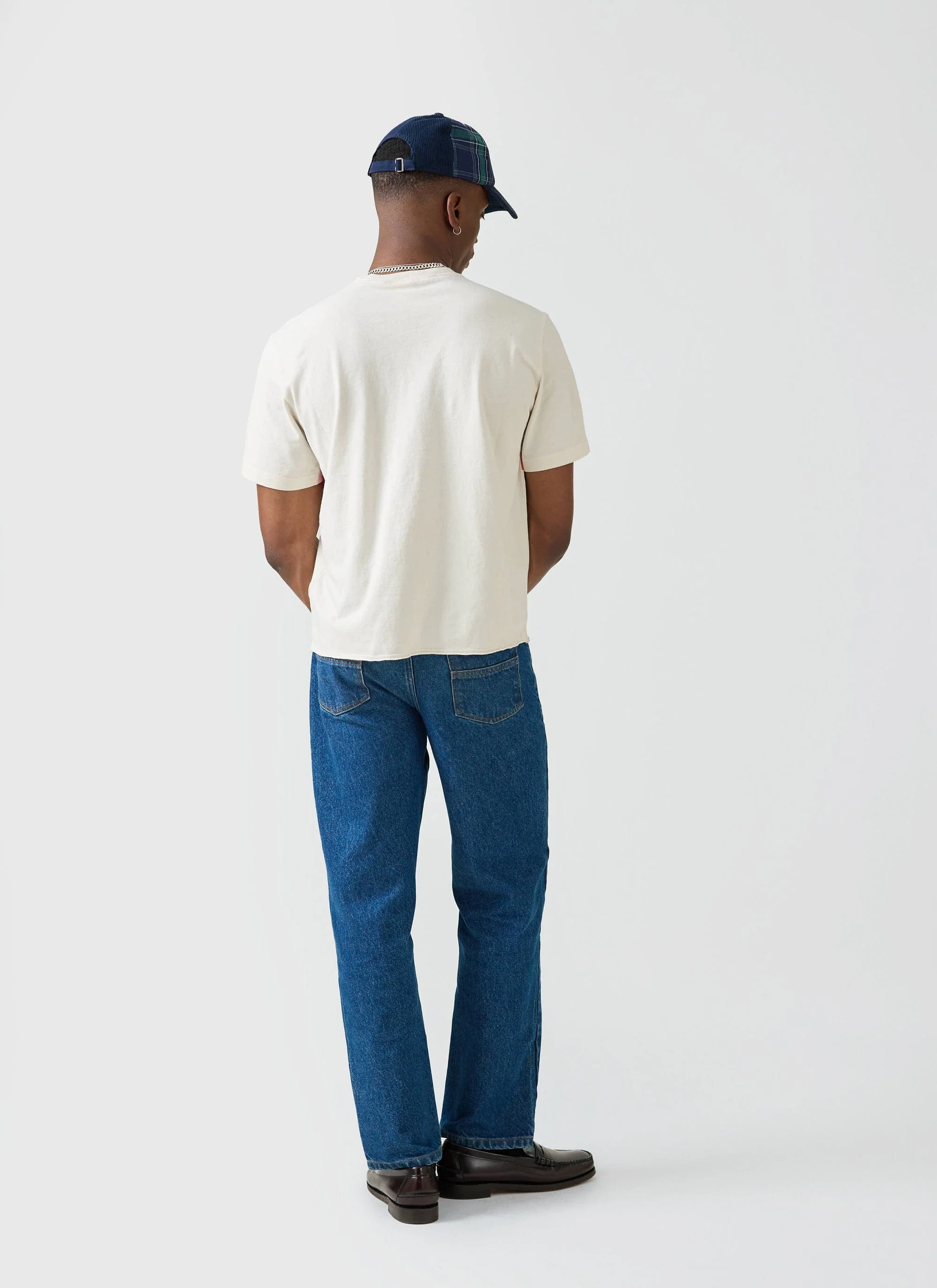 Flag Stripe Raw Hem T Shirt | Champion x Percival | Cream - Image 6