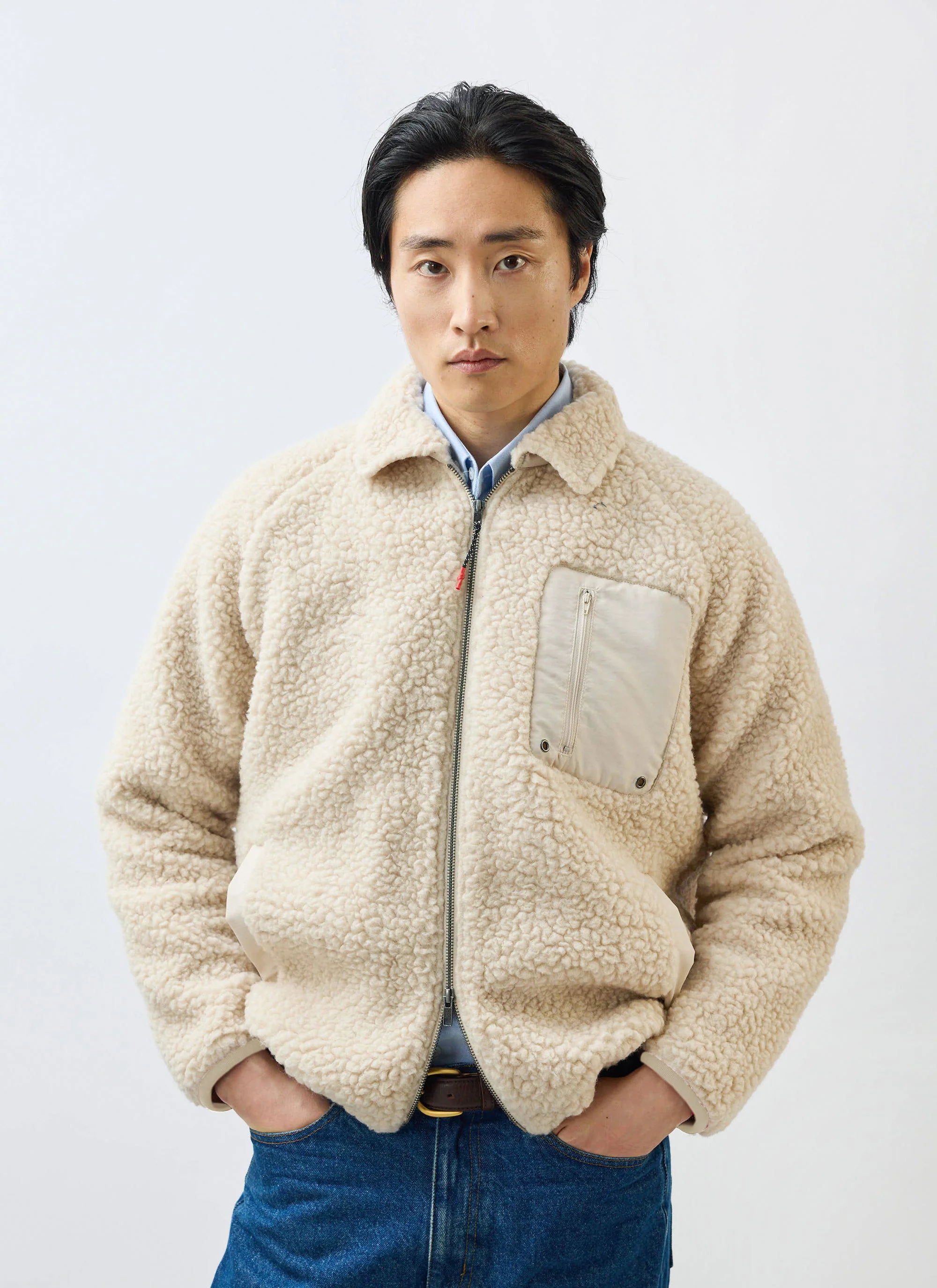 Men's Wool Fleece Jacket | Cream - Image 3