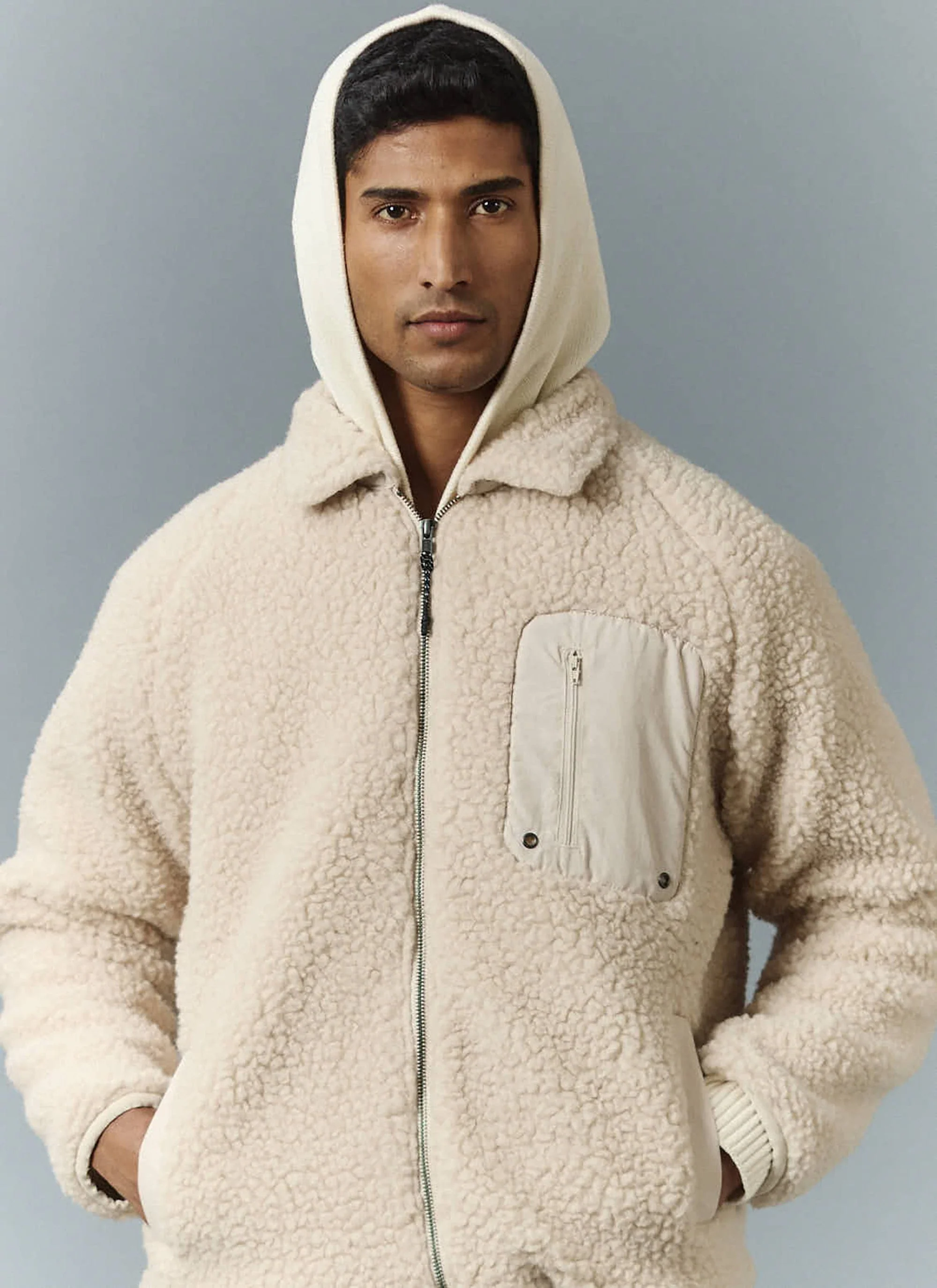 Men's Wool Fleece Jacket | Cream - Image 4
