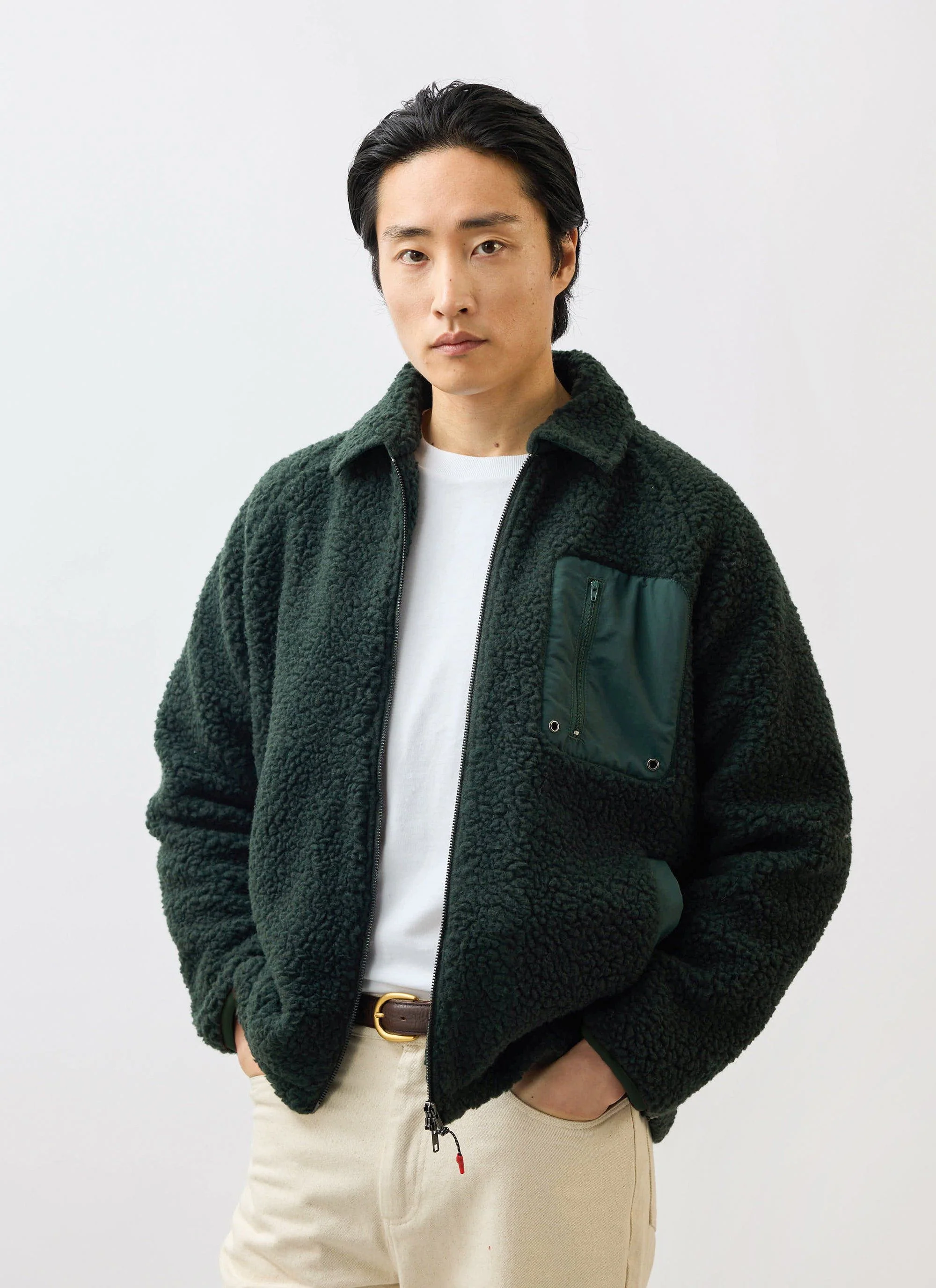 Men's Wool Fleece Jacket | Forest - Image 4