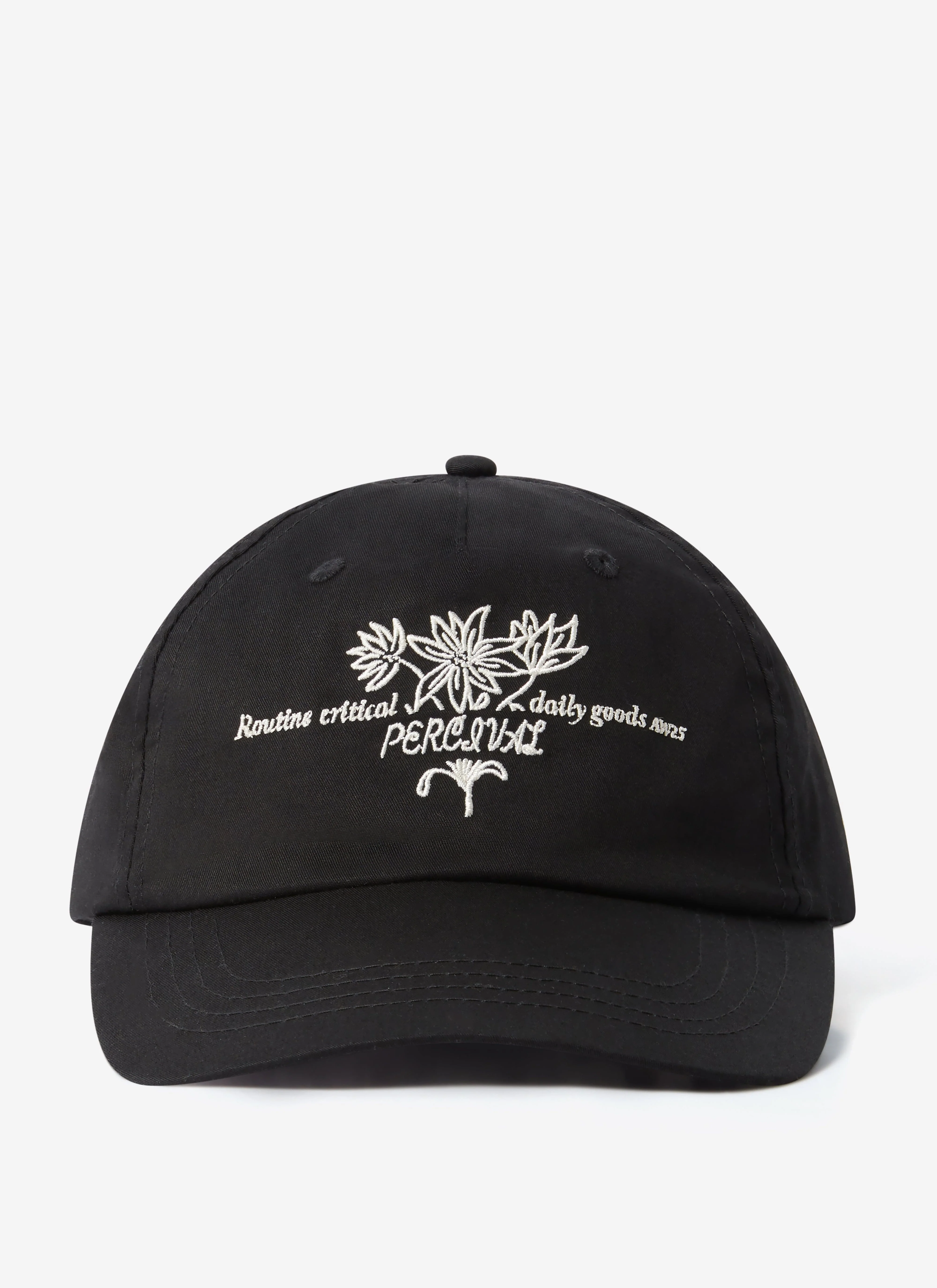 Floral Embroidered Trucker Cap | Cotton | Black - Image 2
