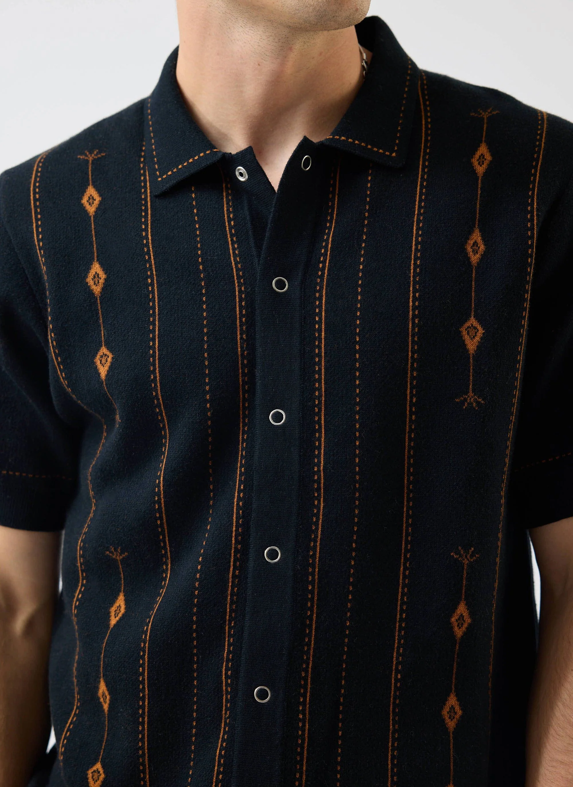 Folio Knitted Shirt | Cotton | Dark Navy - Image 4
