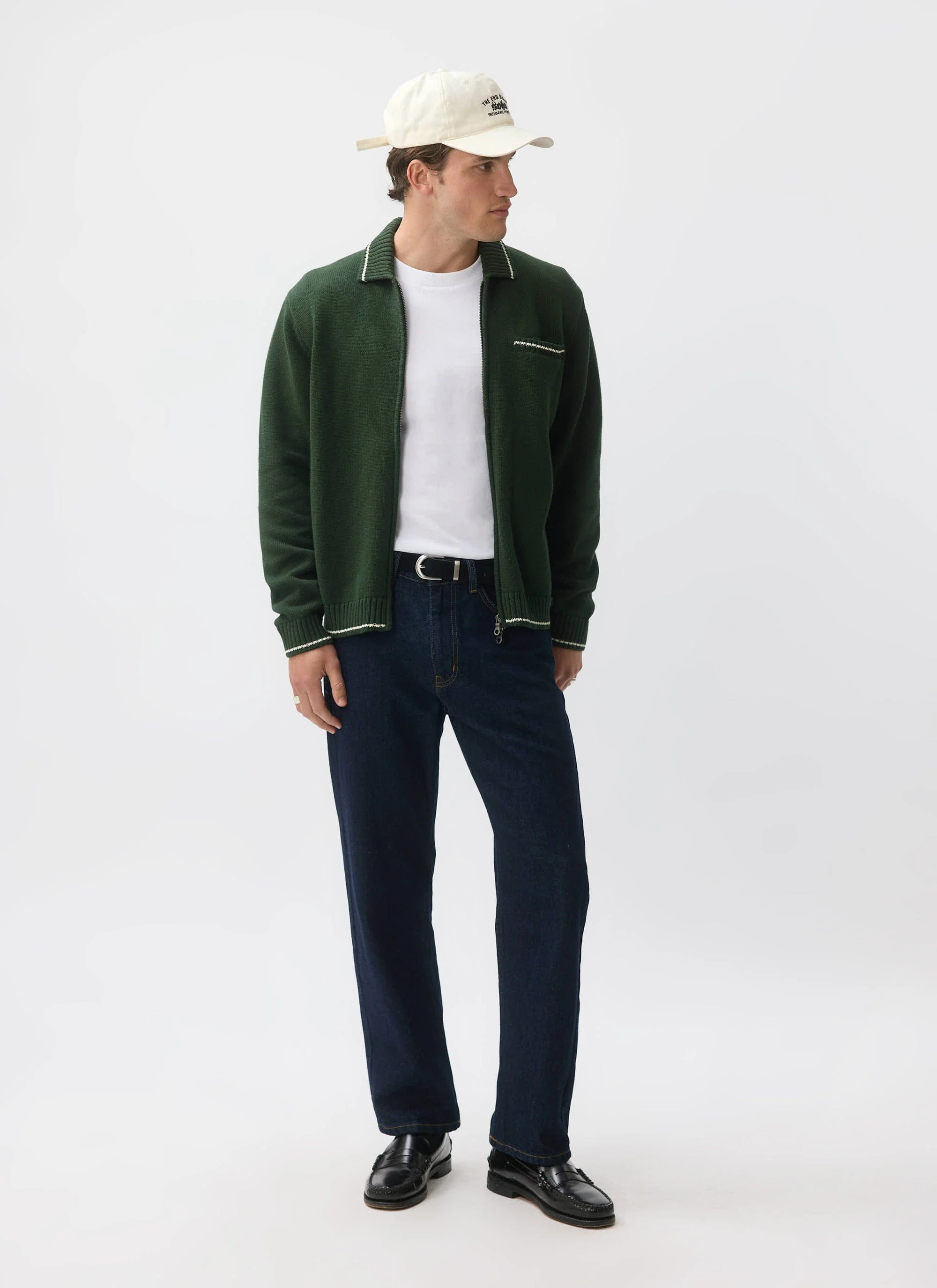 Gardner Dense Knitted Zip Cardigan | Cotton | Forest - Image 2