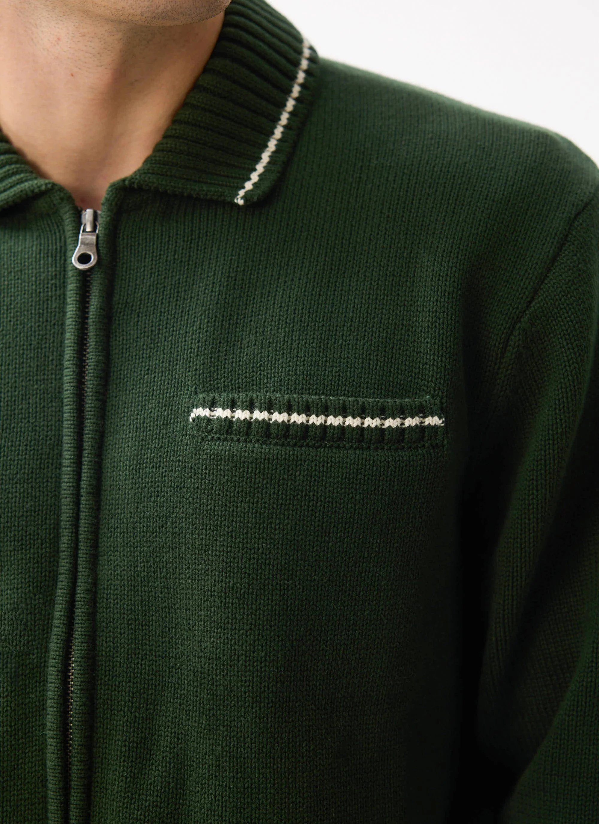 Gardner Dense Knitted Zip Cardigan | Cotton | Forest - Image 5