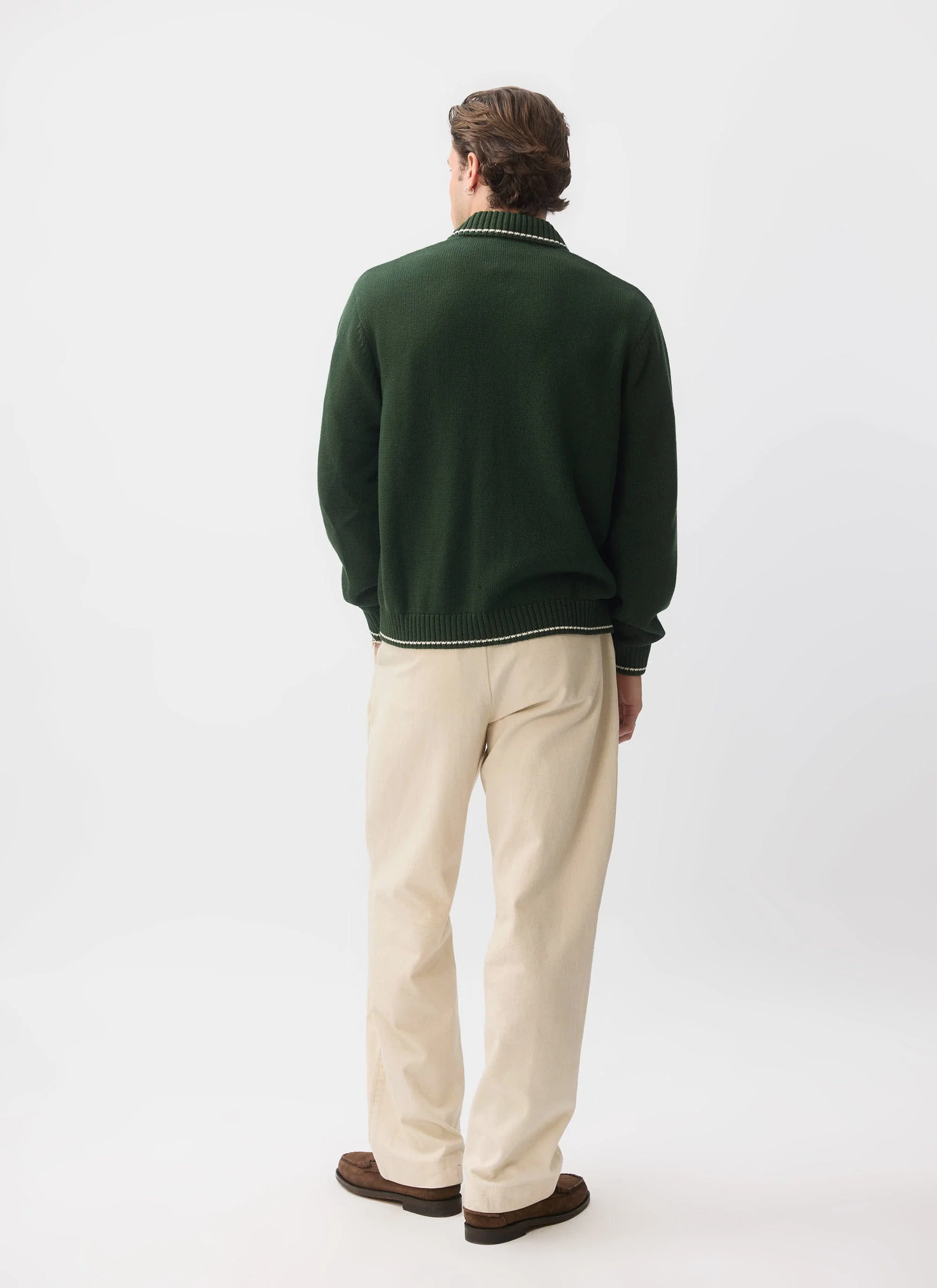 Gardner Dense Knitted Zip Cardigan | Cotton | Forest - Image 6