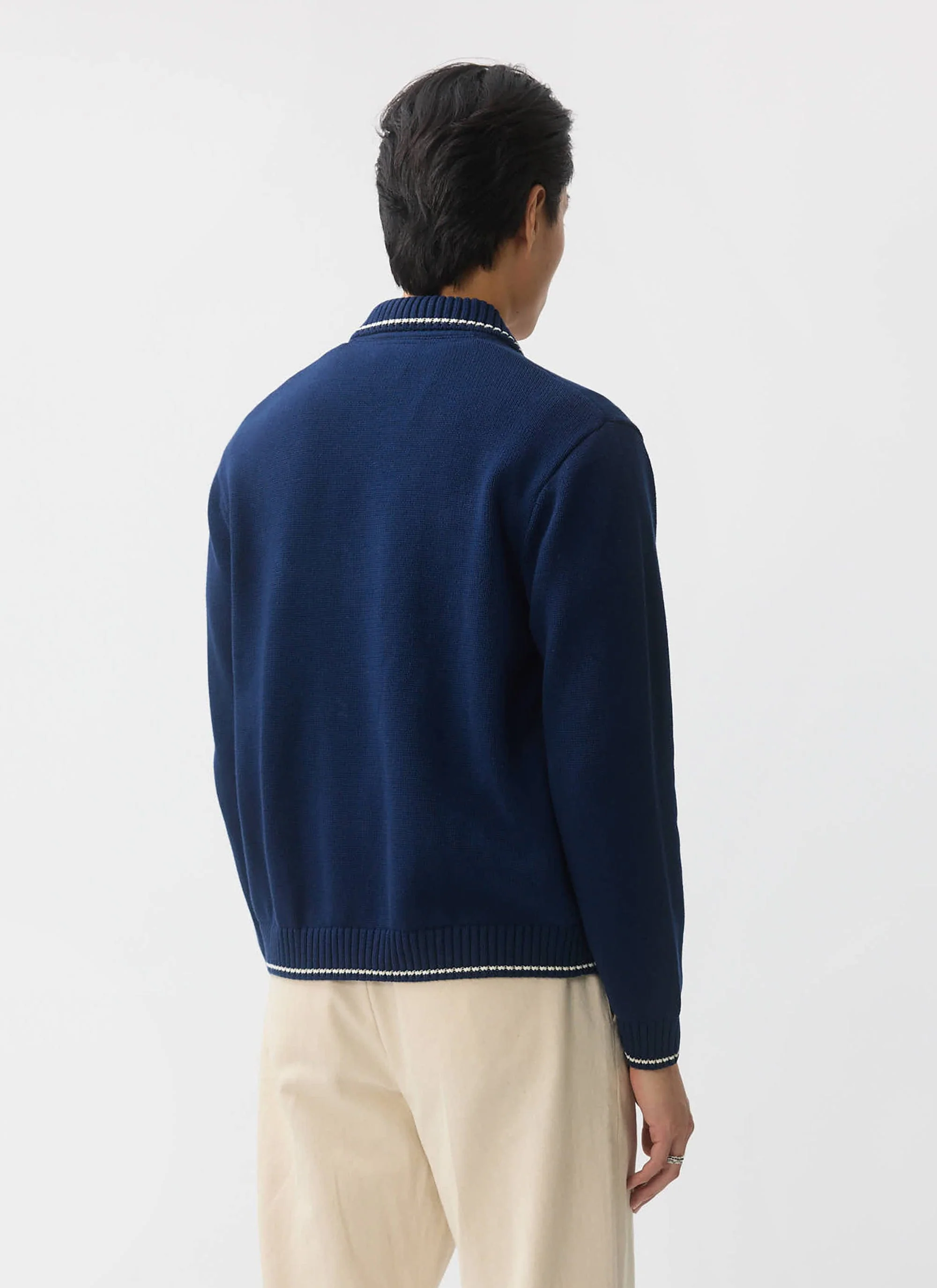 Gardner Dense Knitted Zip Cardigan | Cotton | Navy - Image 5