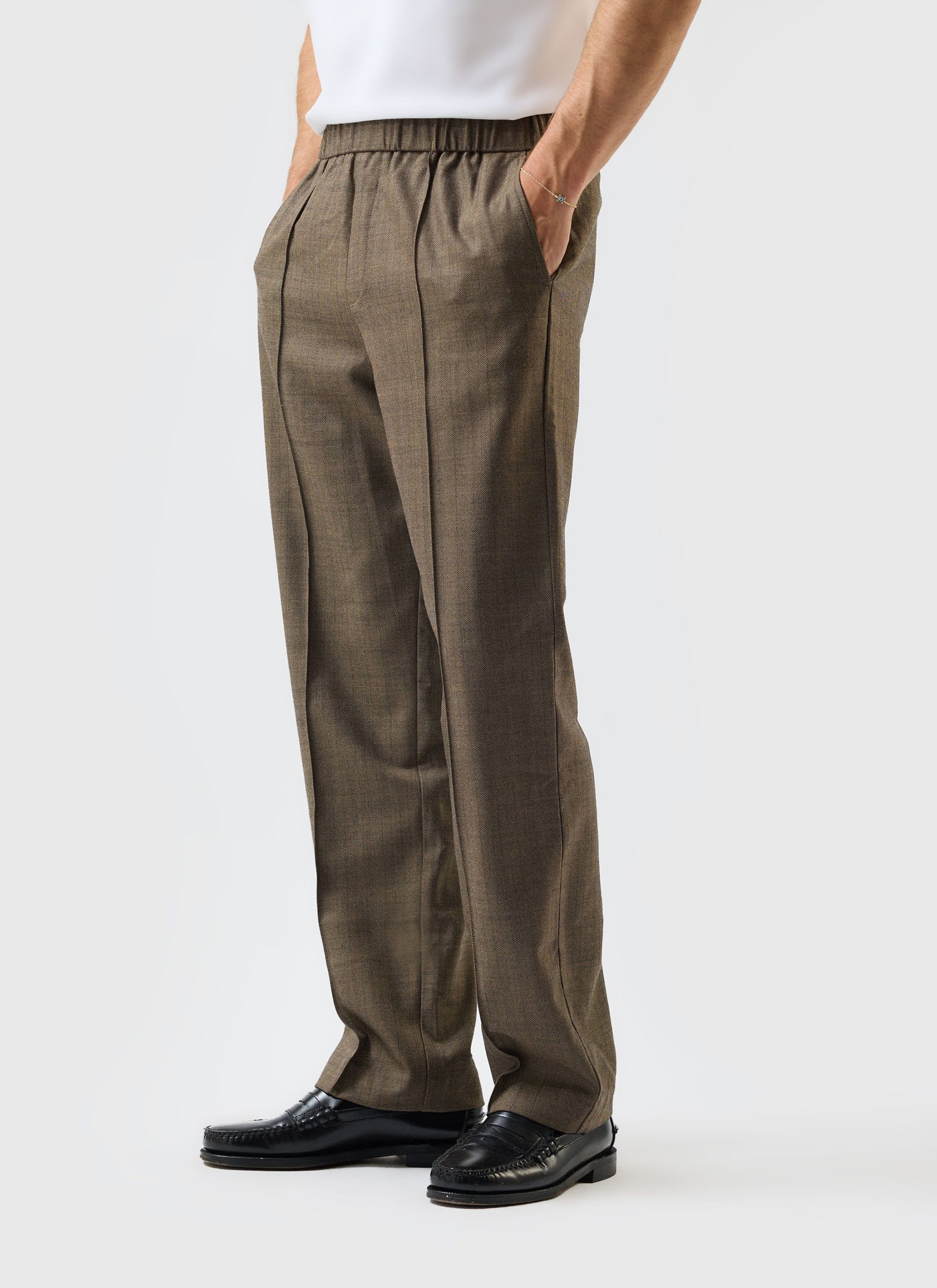 Grounds Relaxed Trousers | Herringbone Wool | Oak - Image 4