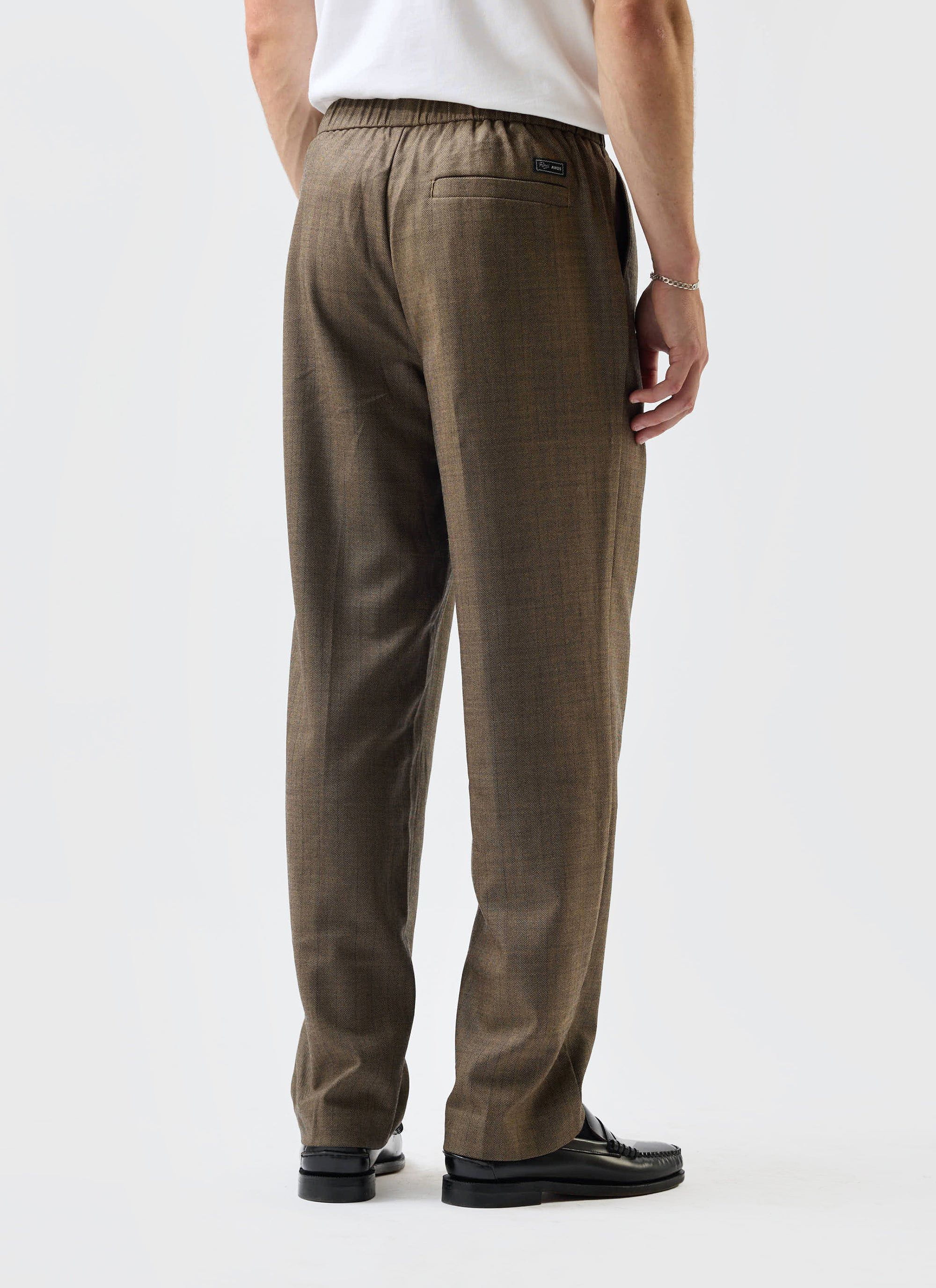 Grounds Relaxed Trousers | Herringbone Wool | Oak - Image 5