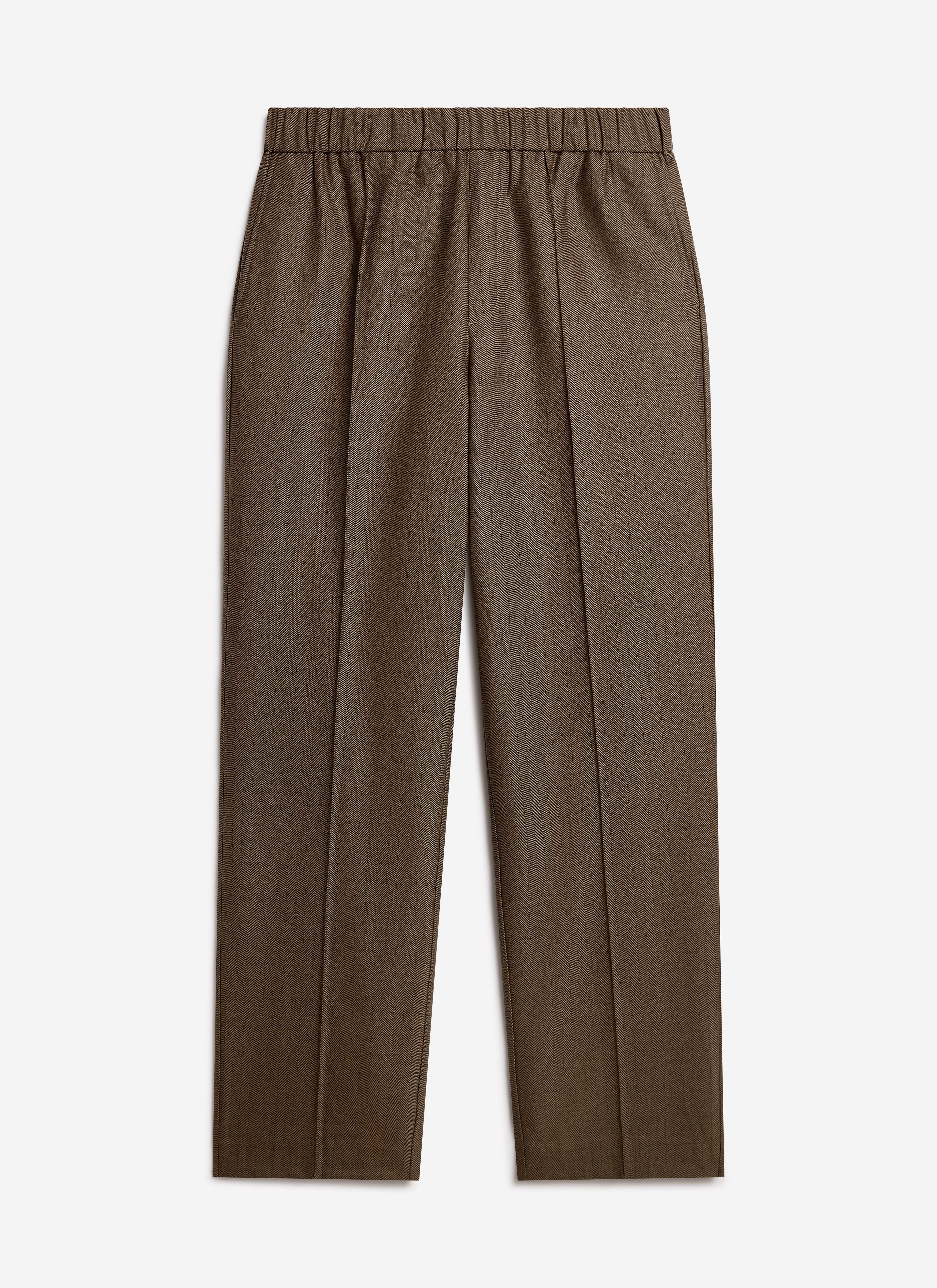 Grounds Relaxed Trousers | Herringbone Wool | Oak - Image 6