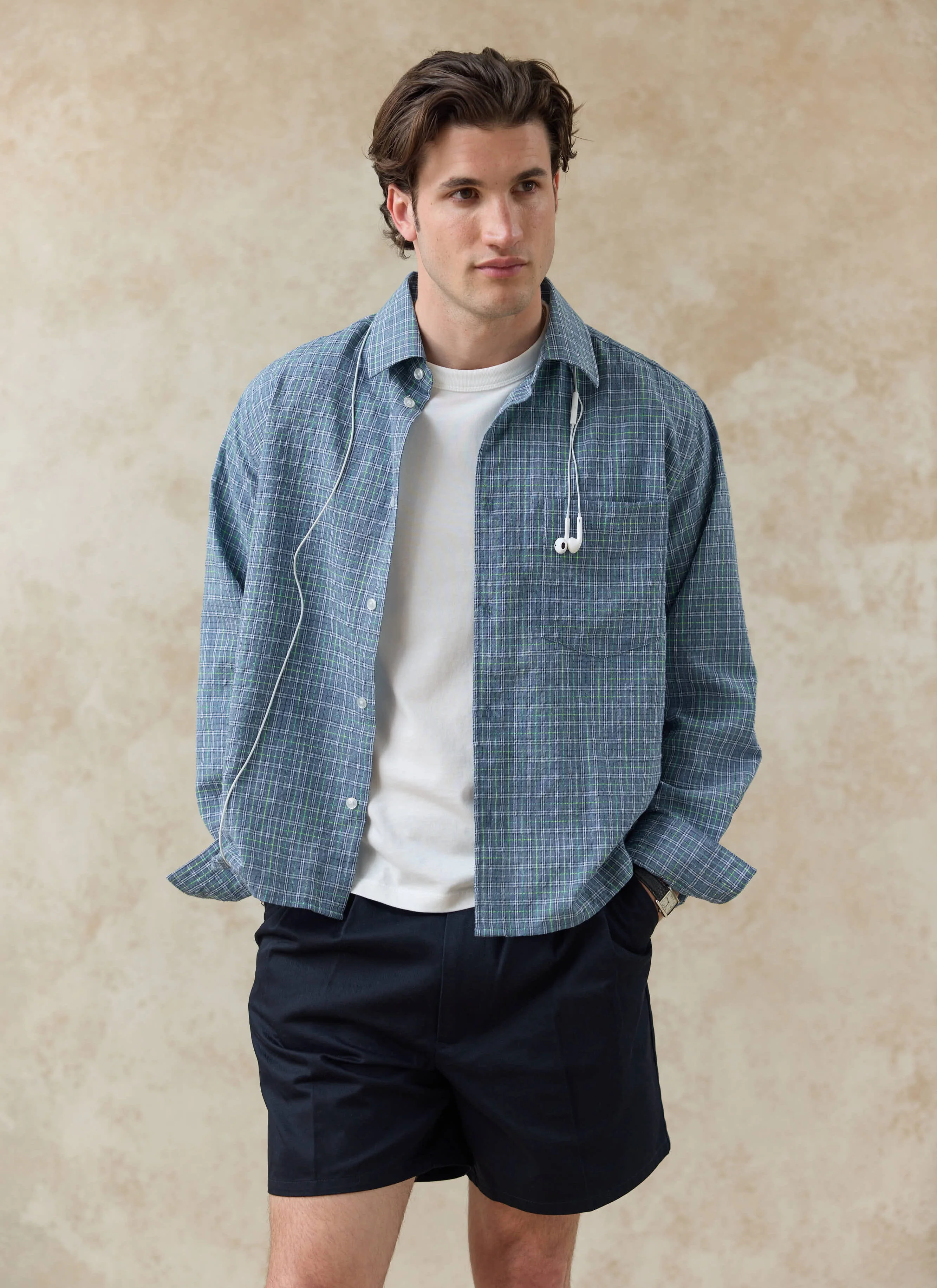 Hinsley Checked Boxy Shirt | Cotton | Blue - Image 7